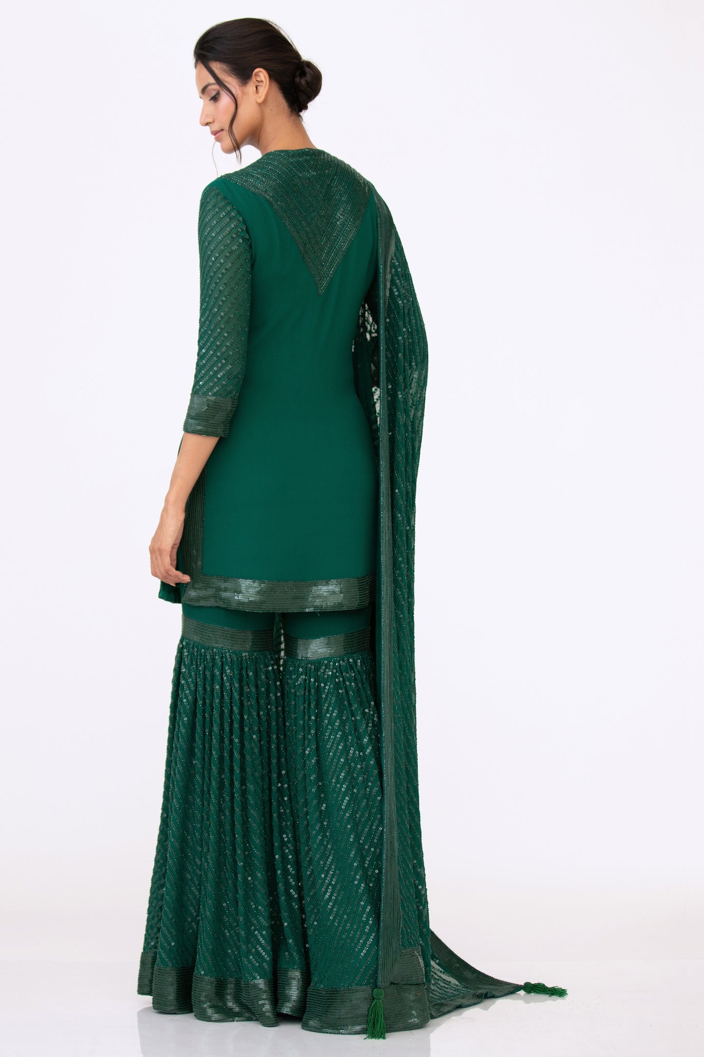 Gharara Set in Tonal Sequin Embroidery