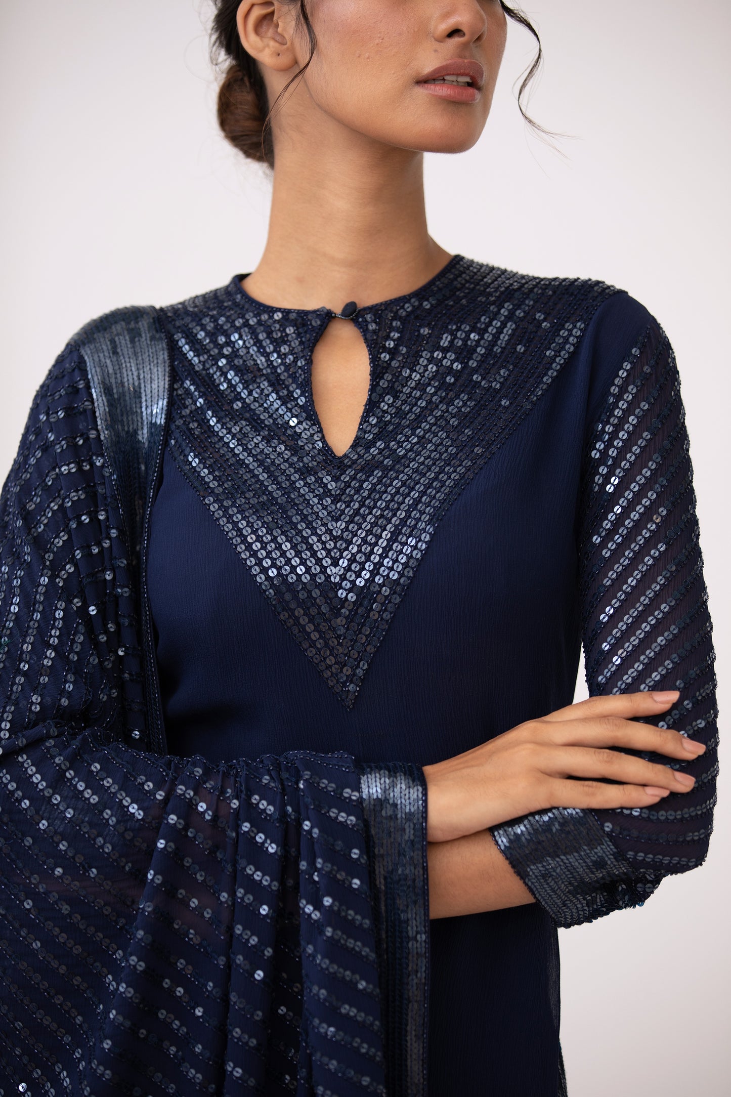 Gharara Set In Tonal Sequin Embroidery