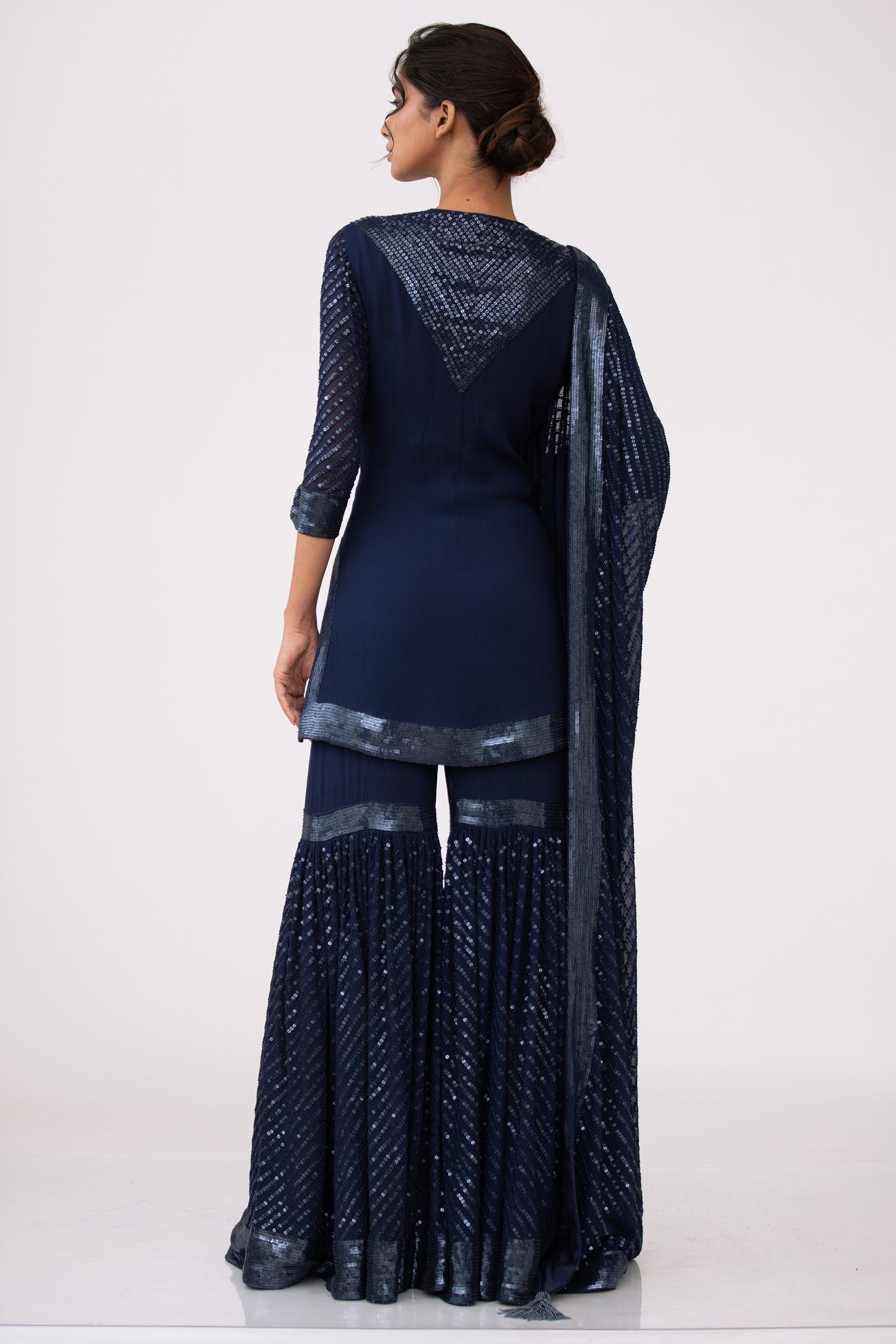 Gharara Set In Tonal Sequin Embroidery
