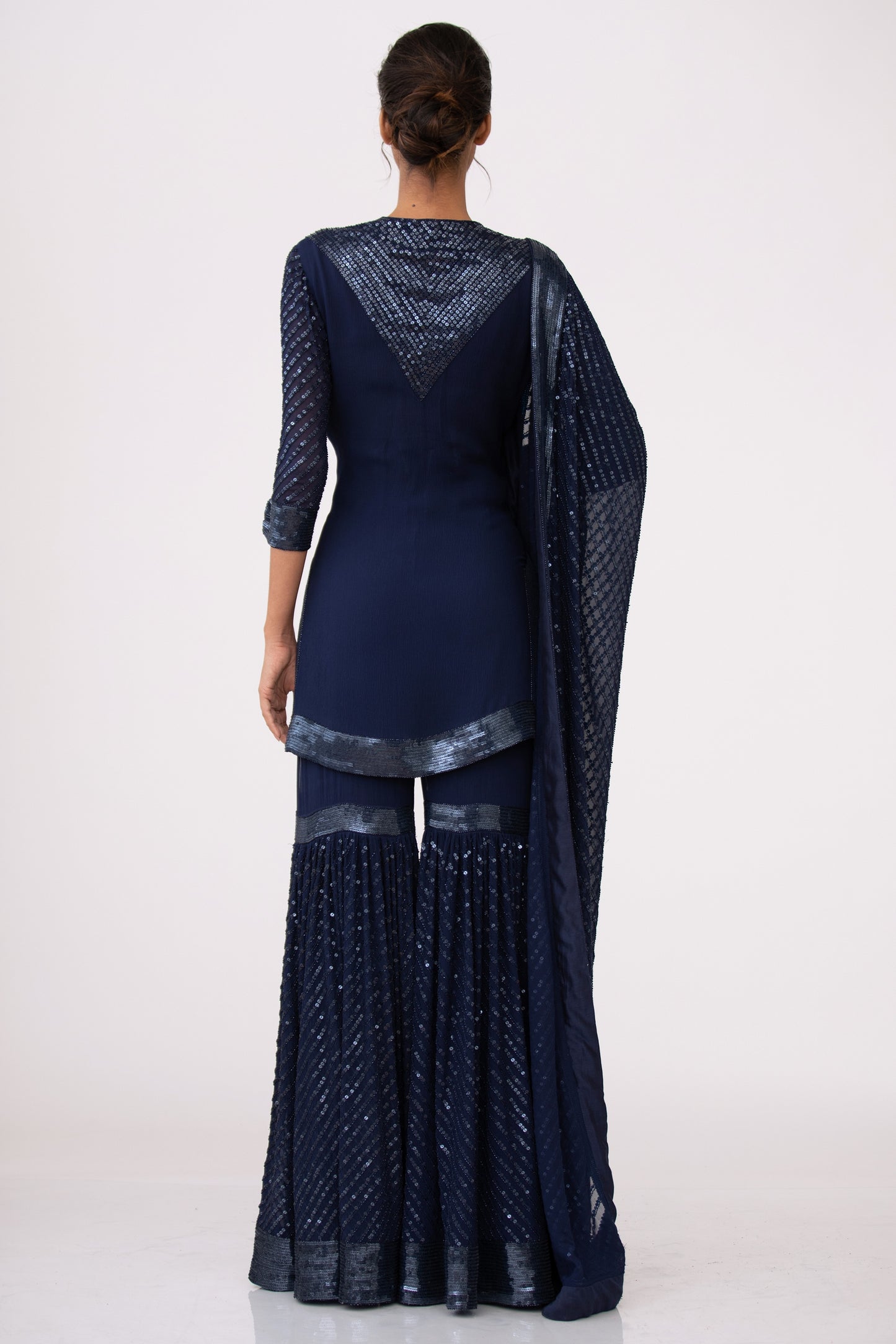 Gharara Set In Tonal Sequin Embroidery
