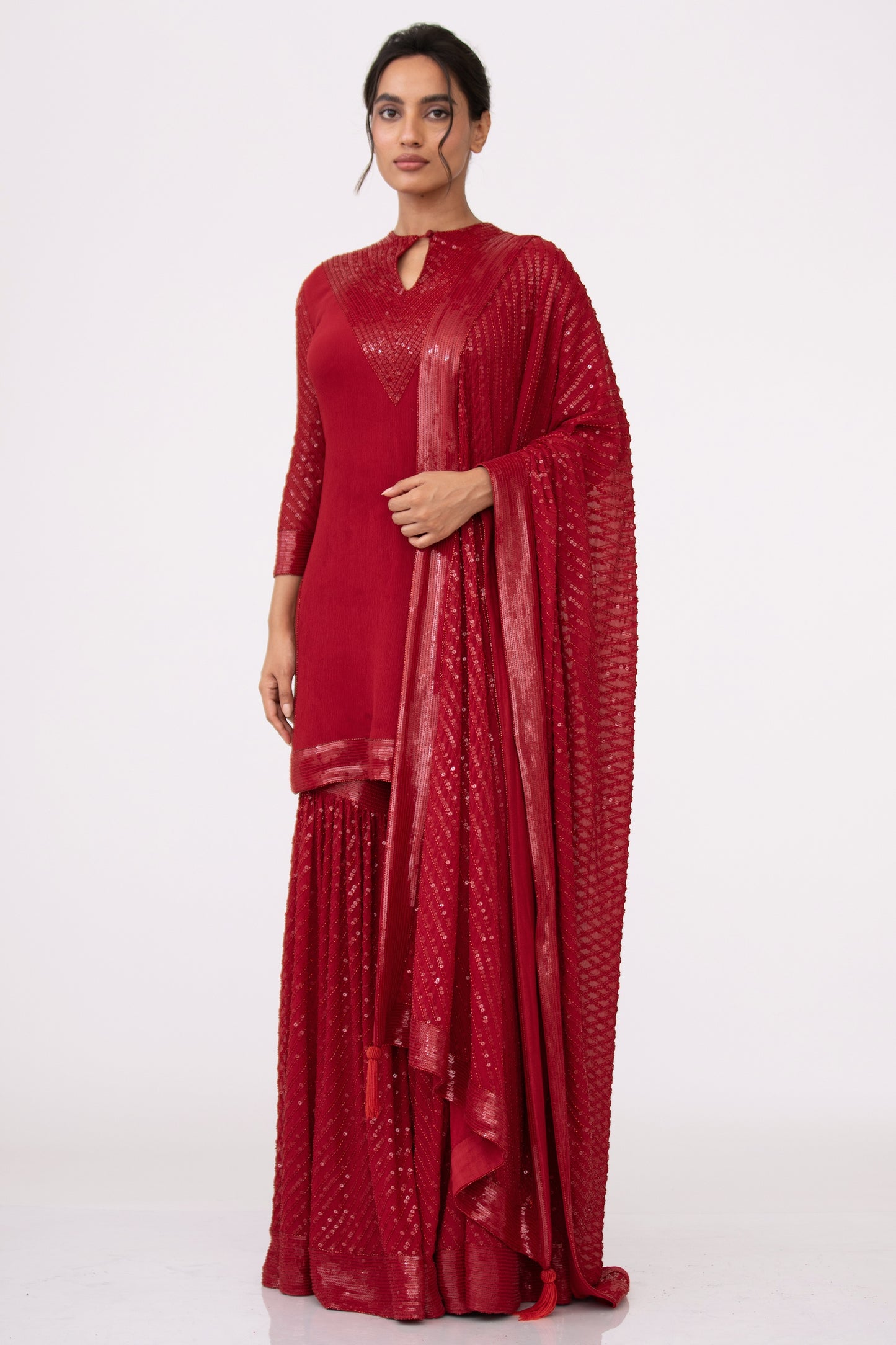 Gharara Set in Tonal Sequin Embroidery