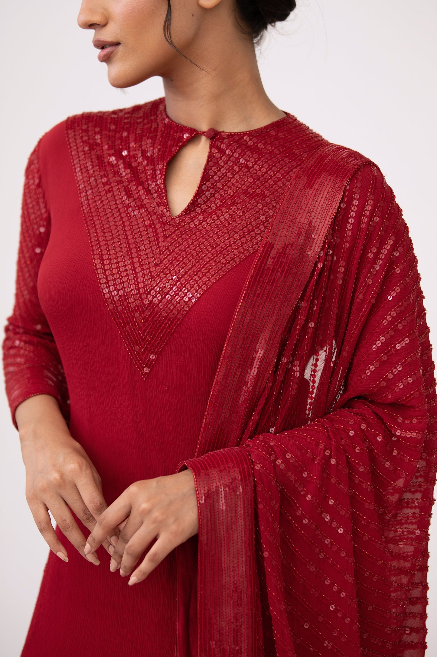 Gharara Set in Tonal Sequin Embroidery