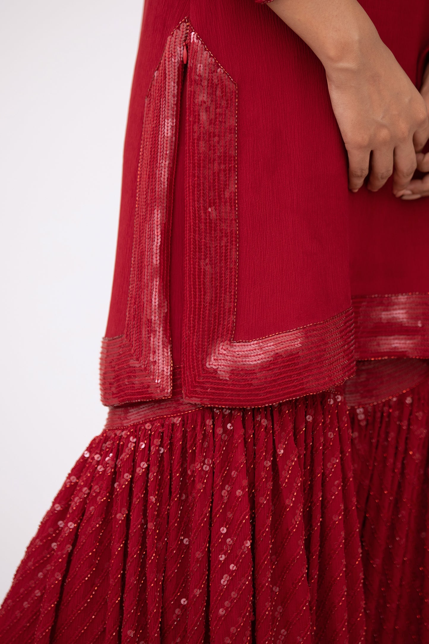 Gharara Set in Tonal Sequin Embroidery