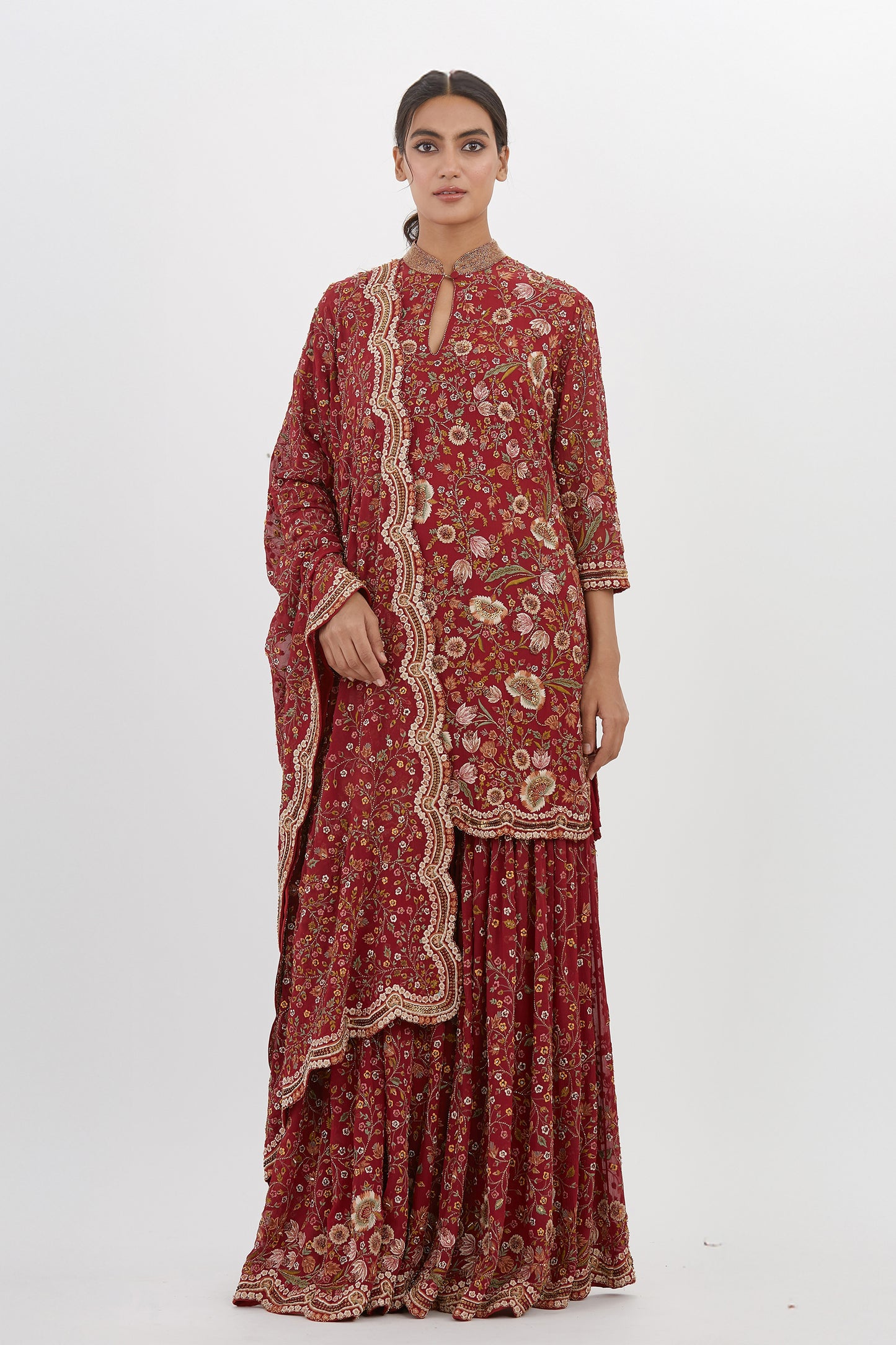 Gharara Set in intricate floral embroidery