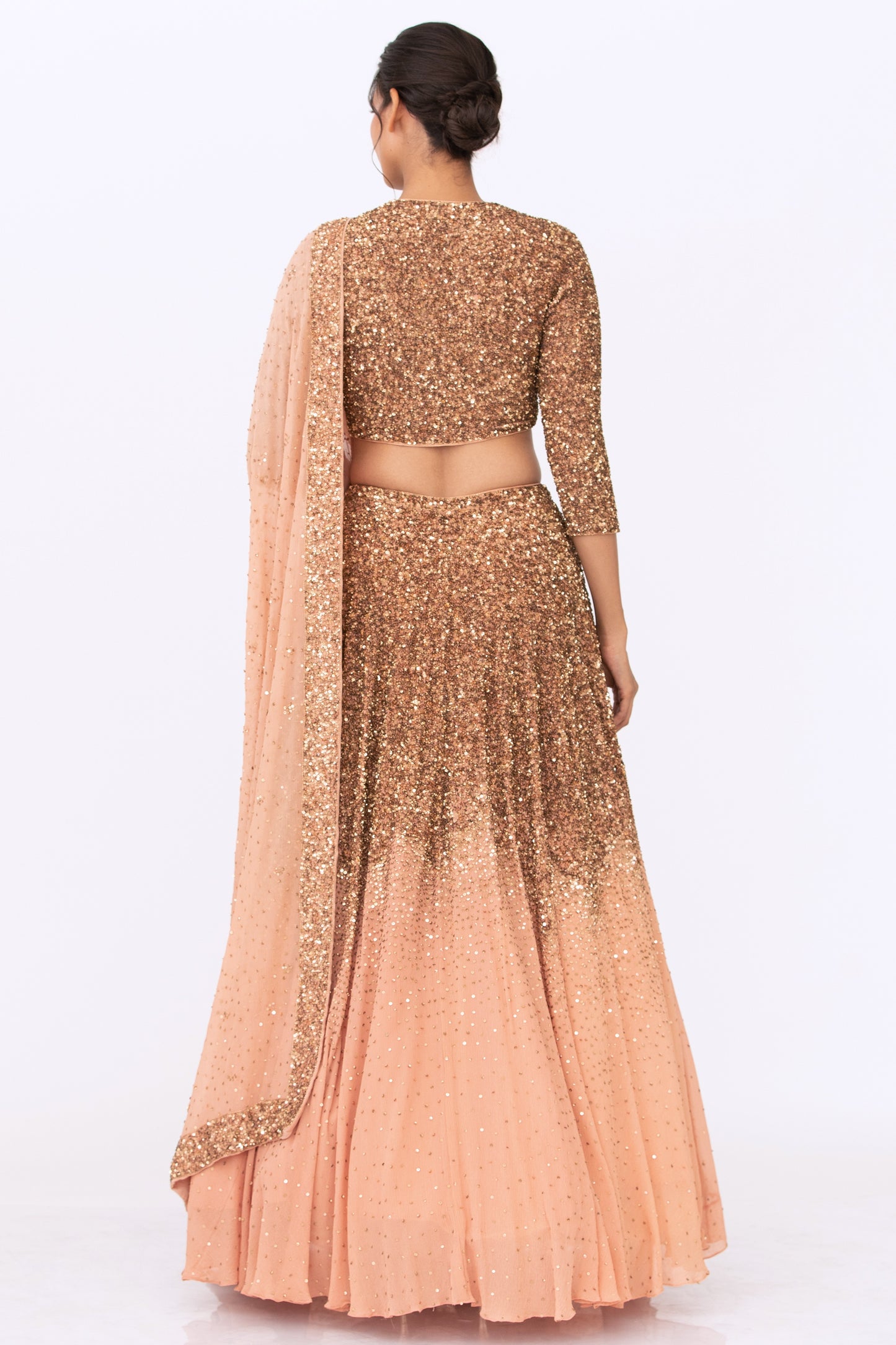 Lehenga Set in Gold Sequin Embroidery