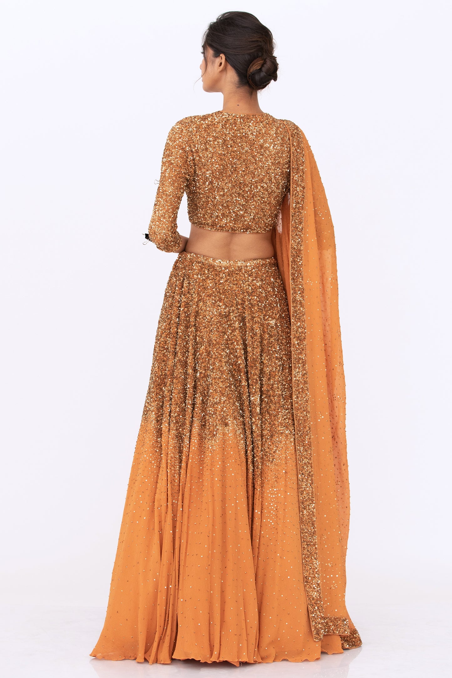 Lehenga Set in Tonal Gold Sequin Embroidery