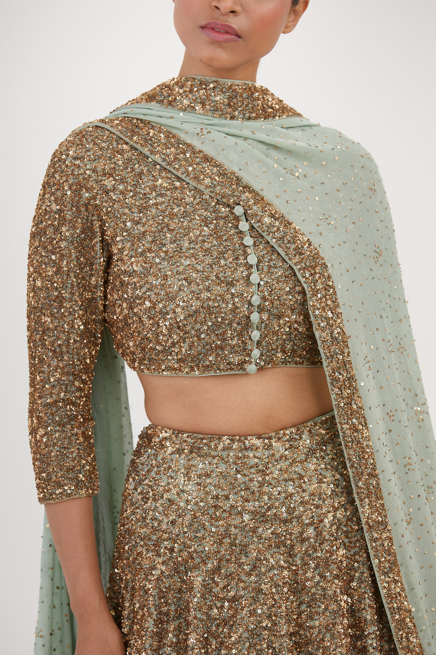 Lehenga Set in Tonal Sequin Embroidery