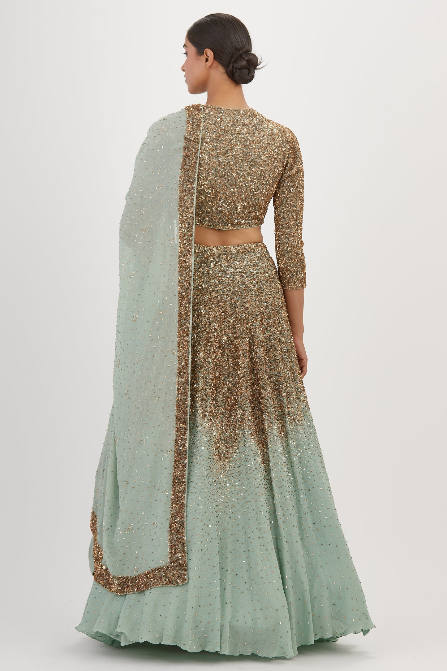 Lehenga Set in Tonal Sequin Embroidery
