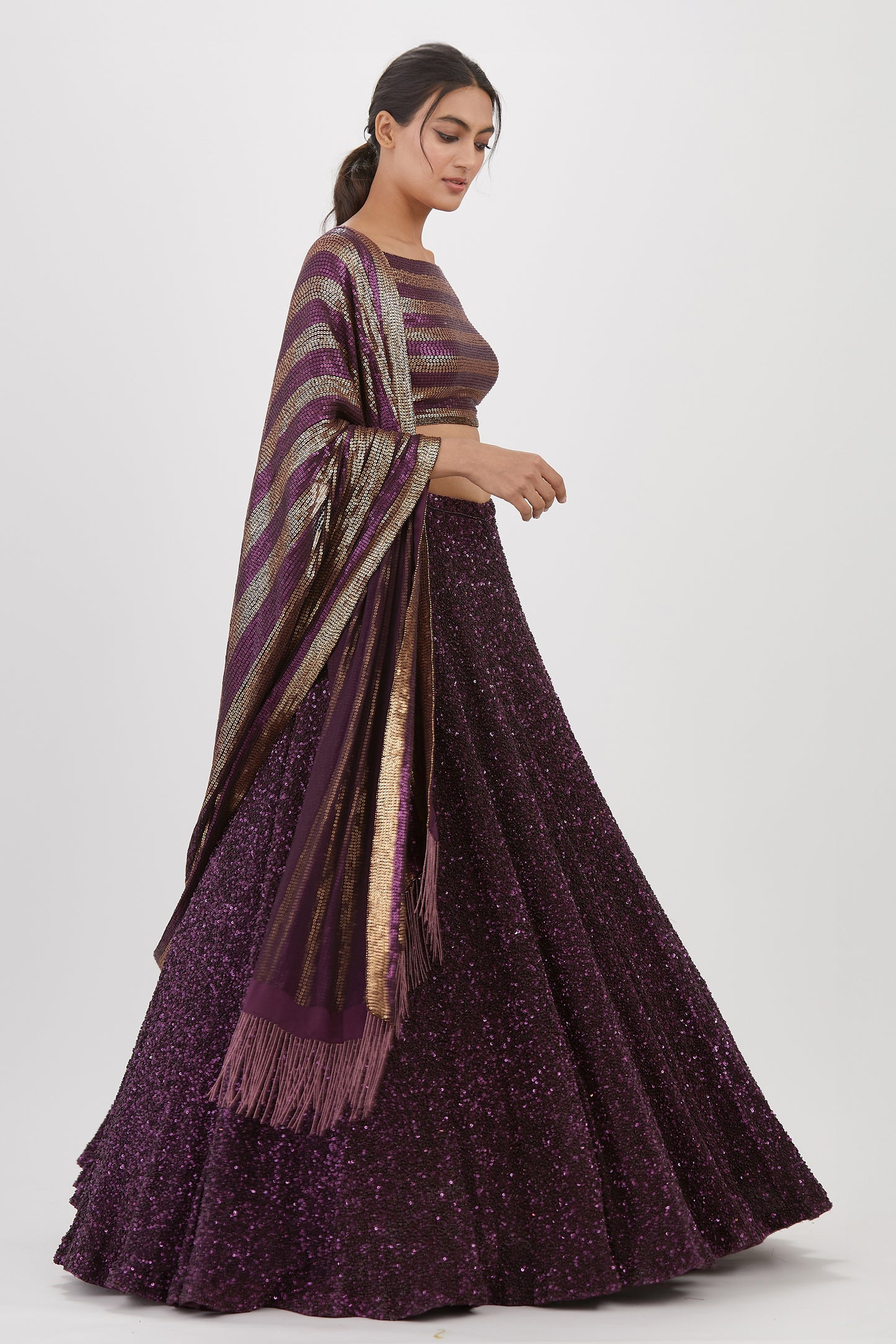 Lehenga Set in Tonal Sequin Embroidery