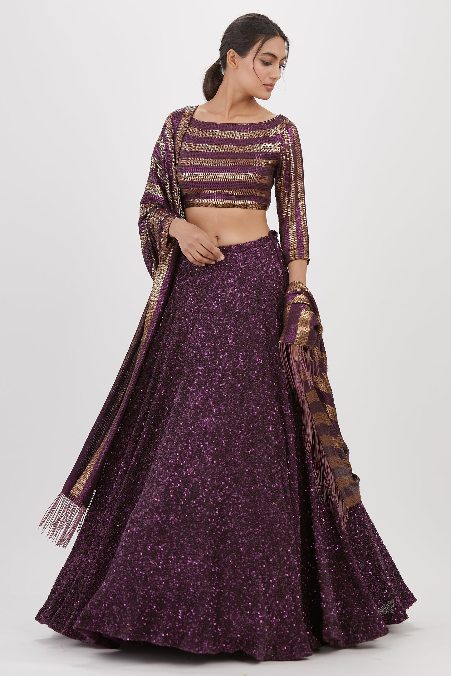 Lehenga Set in Tonal Sequin Embroidery