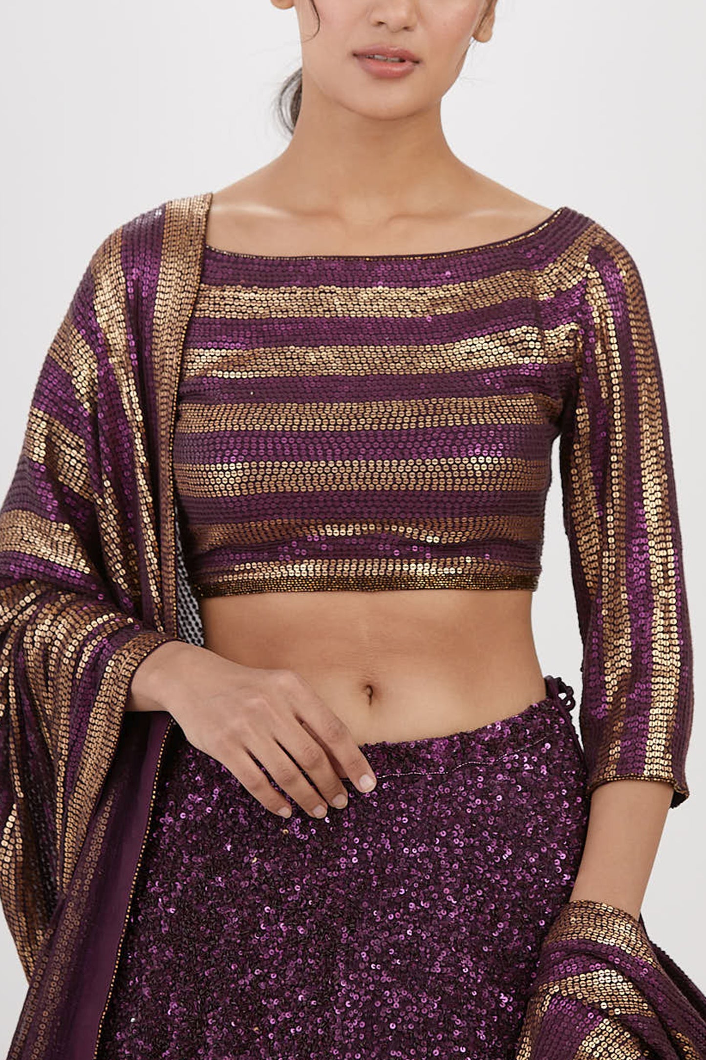Lehenga Set in Tonal Sequin Embroidery