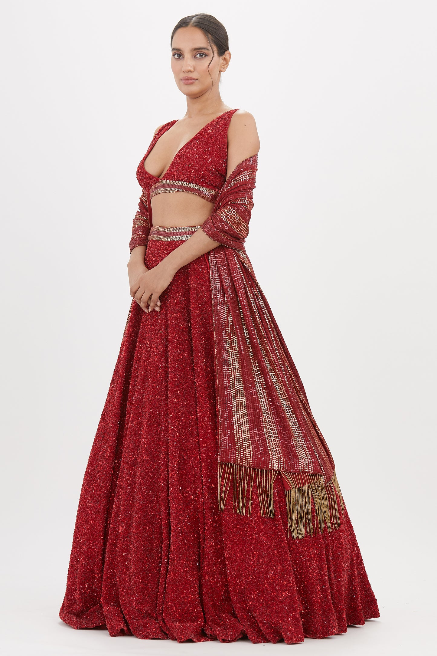 Lehenga Set in Tonal Sequin Embroidery