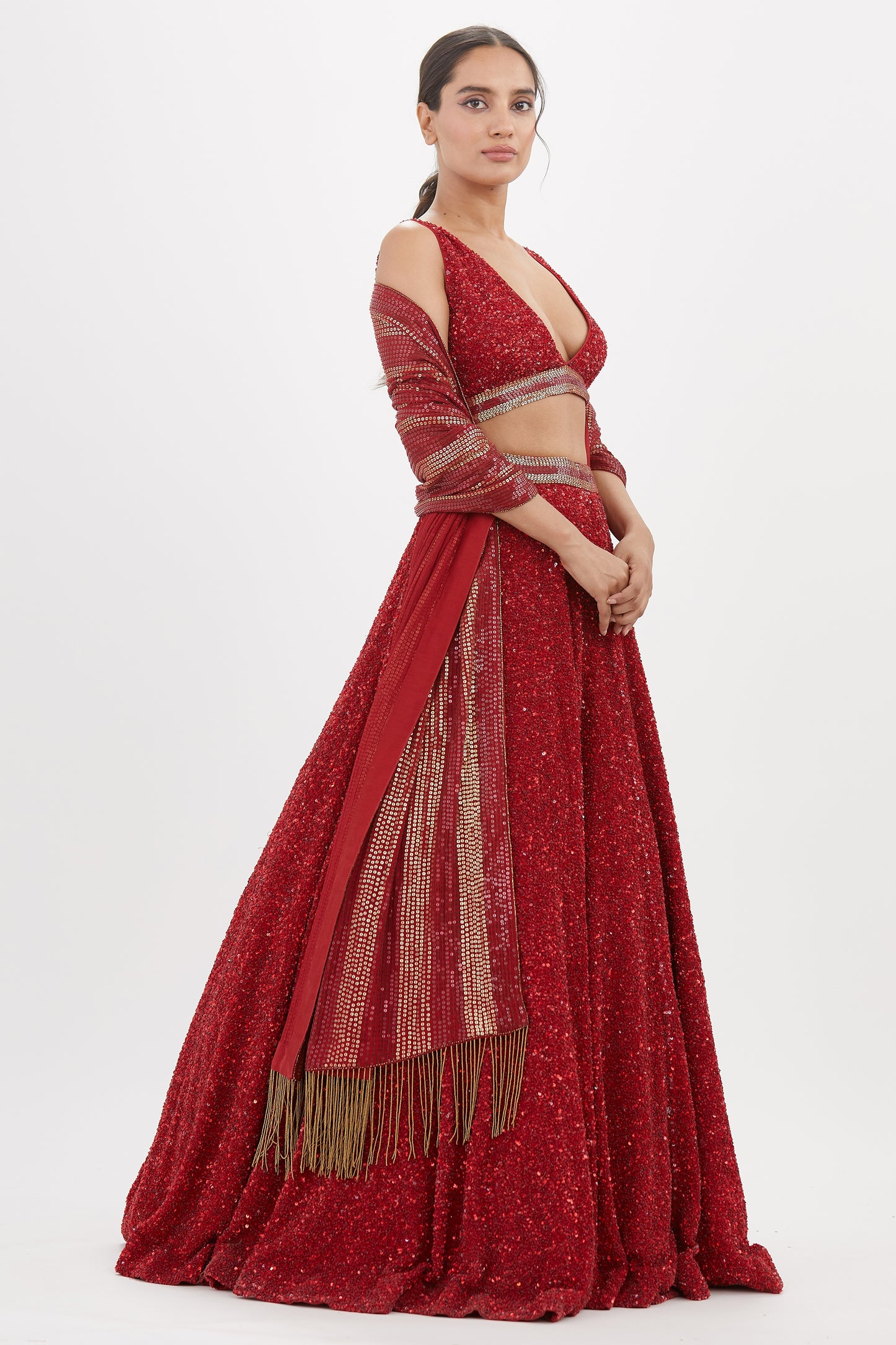 Lehenga Set in Tonal Sequin Embroidery