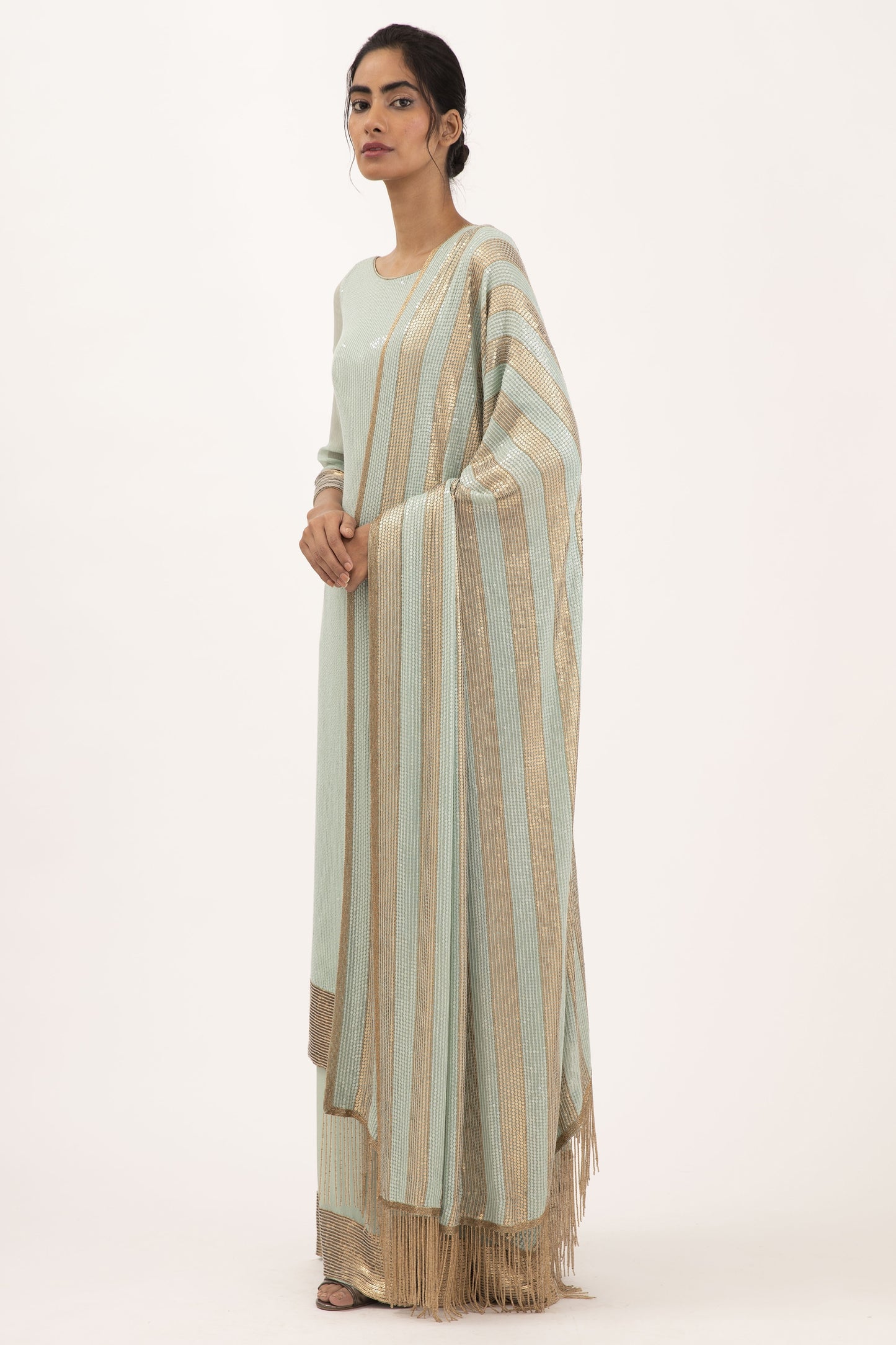 Kurta Set in Sheeted Sequin Embroidery