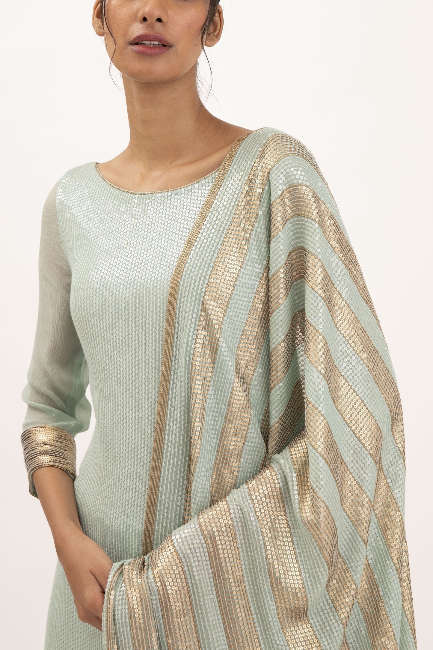 Kurta Set in Sheeted Sequin Embroidery