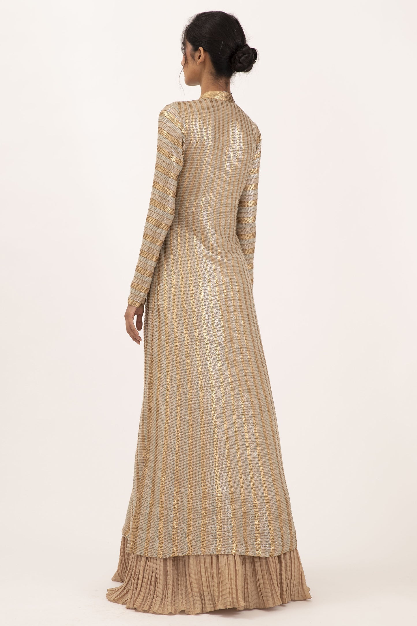 Jacket Set in Striped Sequin Sheeted Embroidery