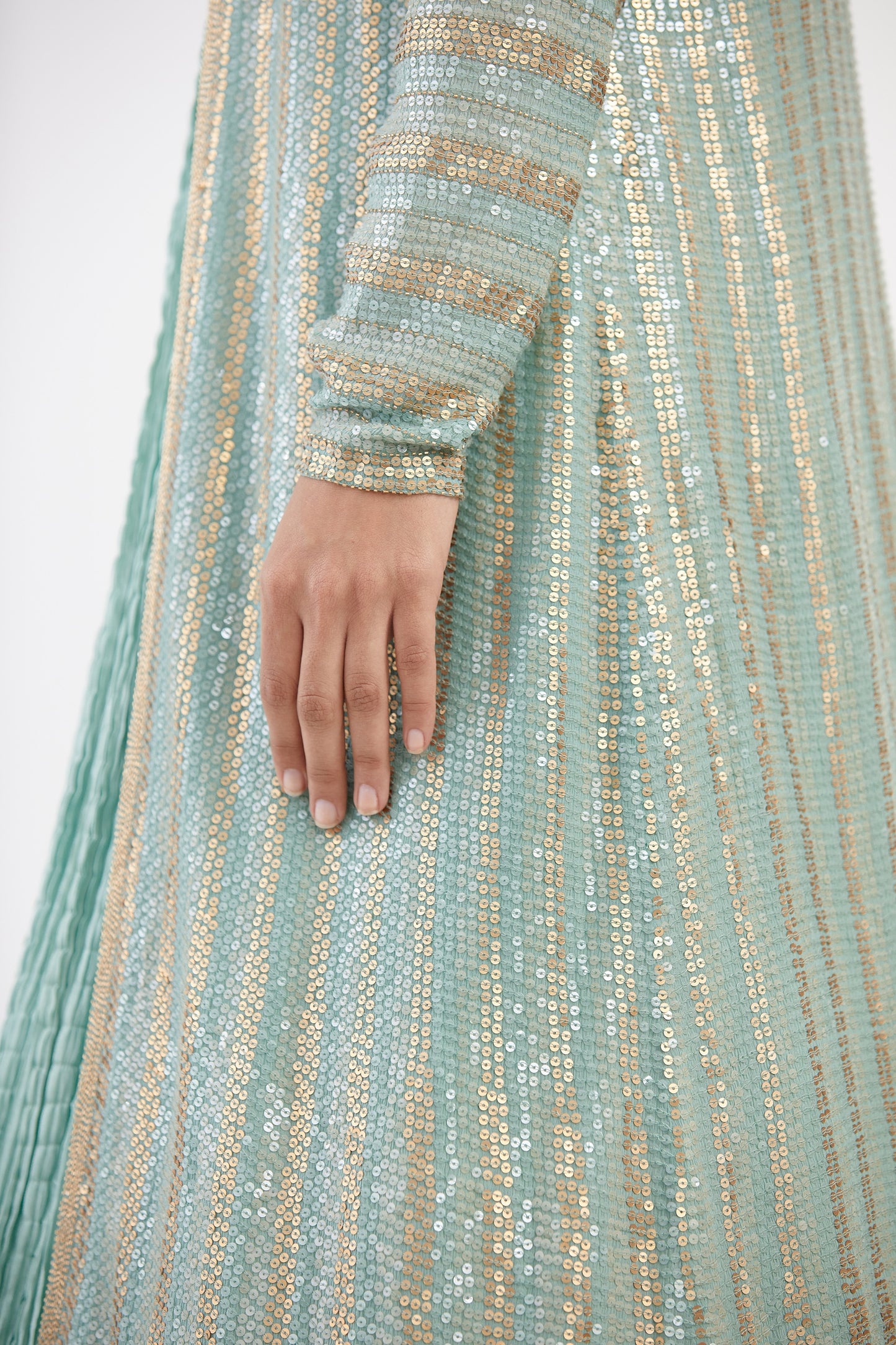 Jacket Set in Striped Sequin Sheeted Embroidery