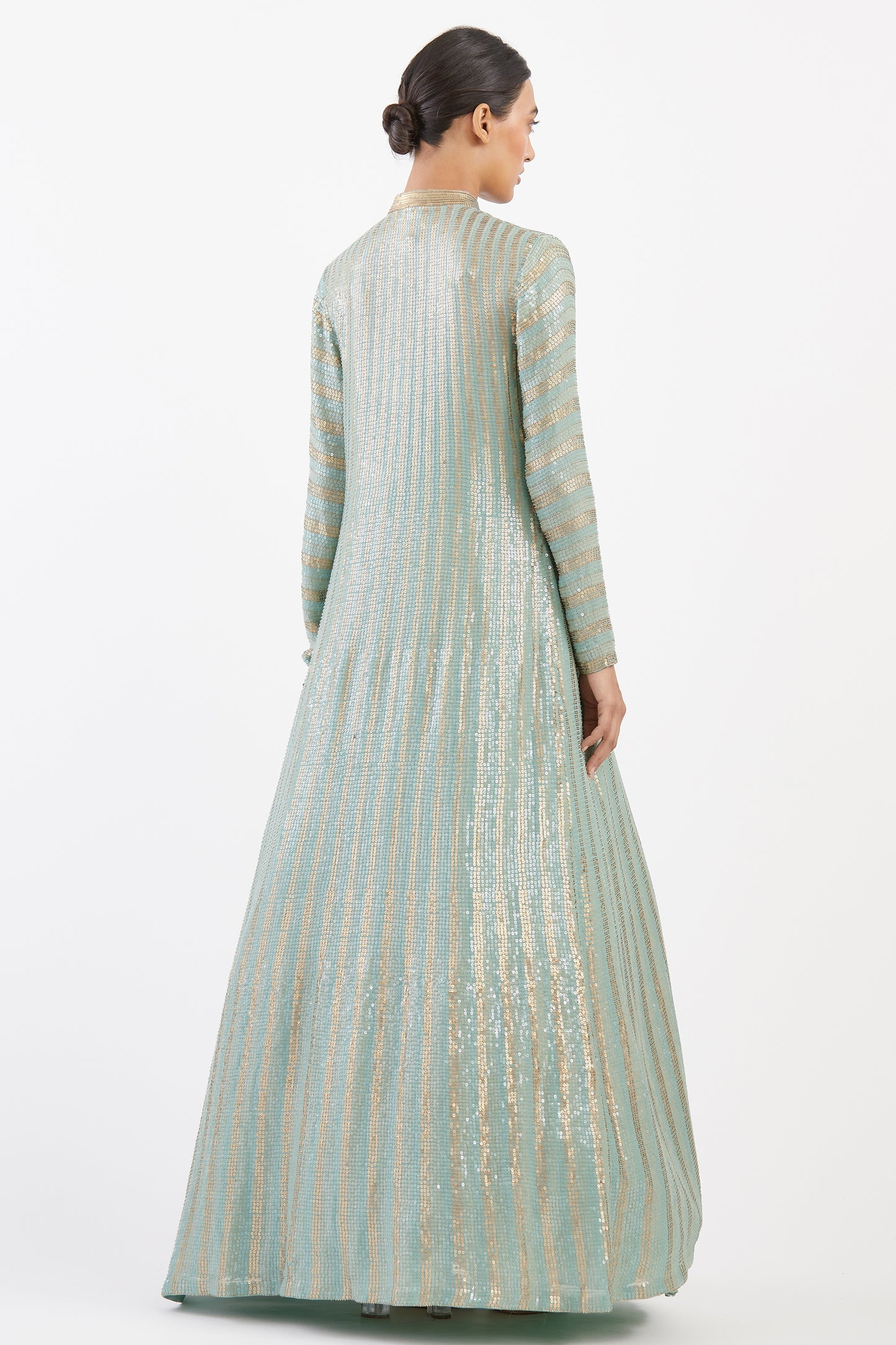 Jacket Set in Striped Sequin Sheeted Embroidery