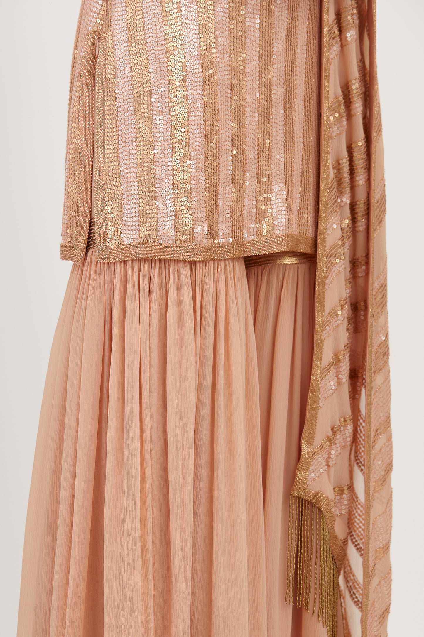 Gharara Set in Striped Sequin Embroidery
