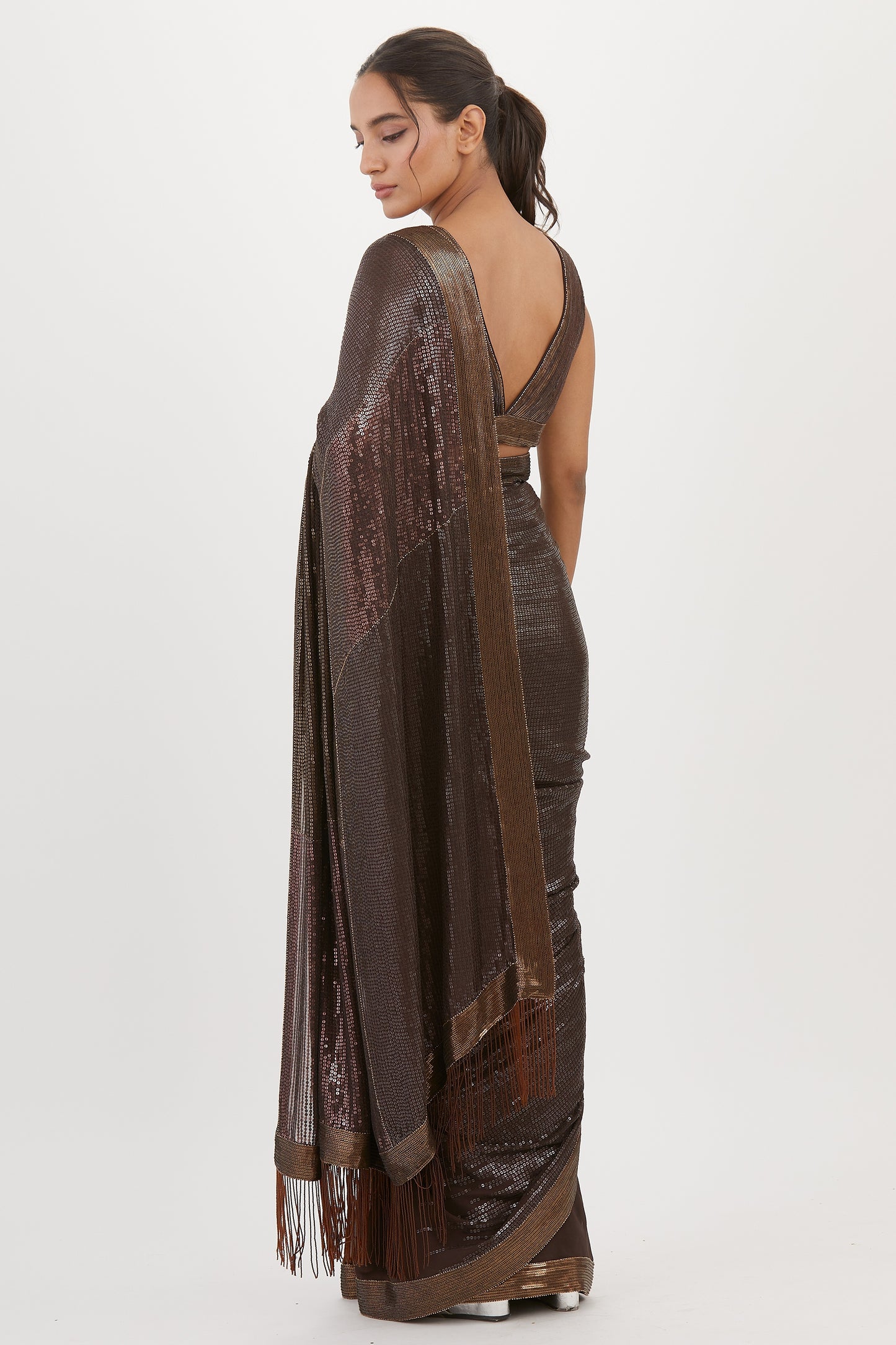 Sari Set in Metallic Sequin Embroidery