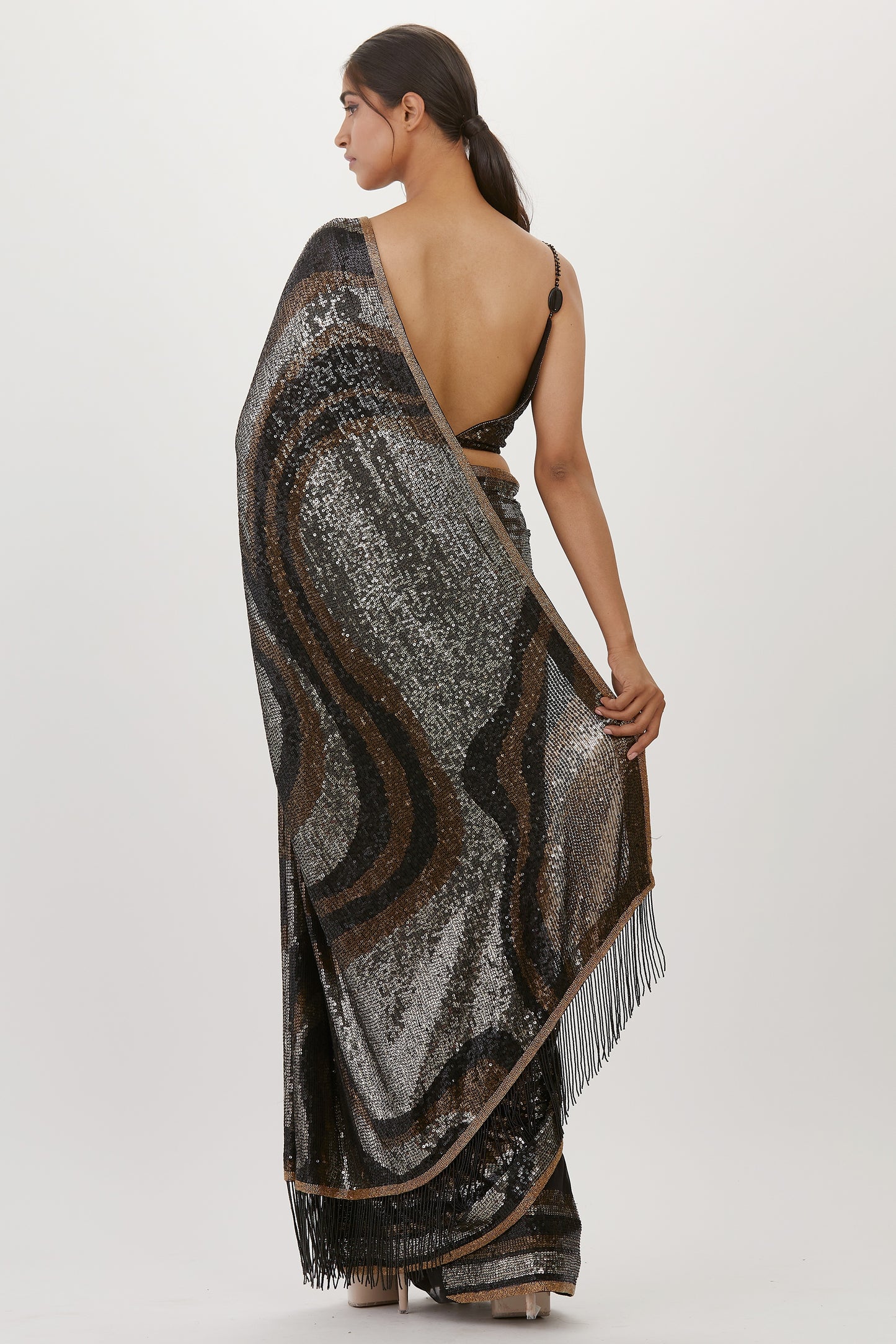 Sari Set in Metallic Sequin Embroidery