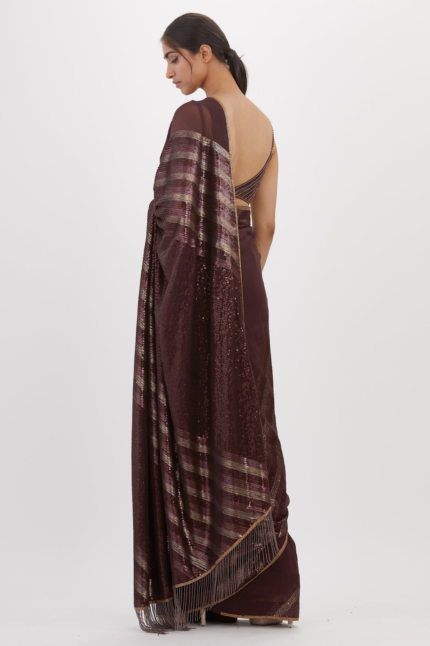 Sari Set in Metallic Sequin Embroidery