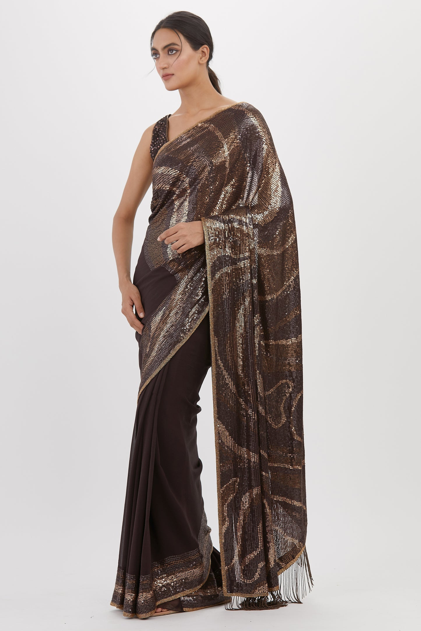 Sari Set in Metallic Sequin Embroidery