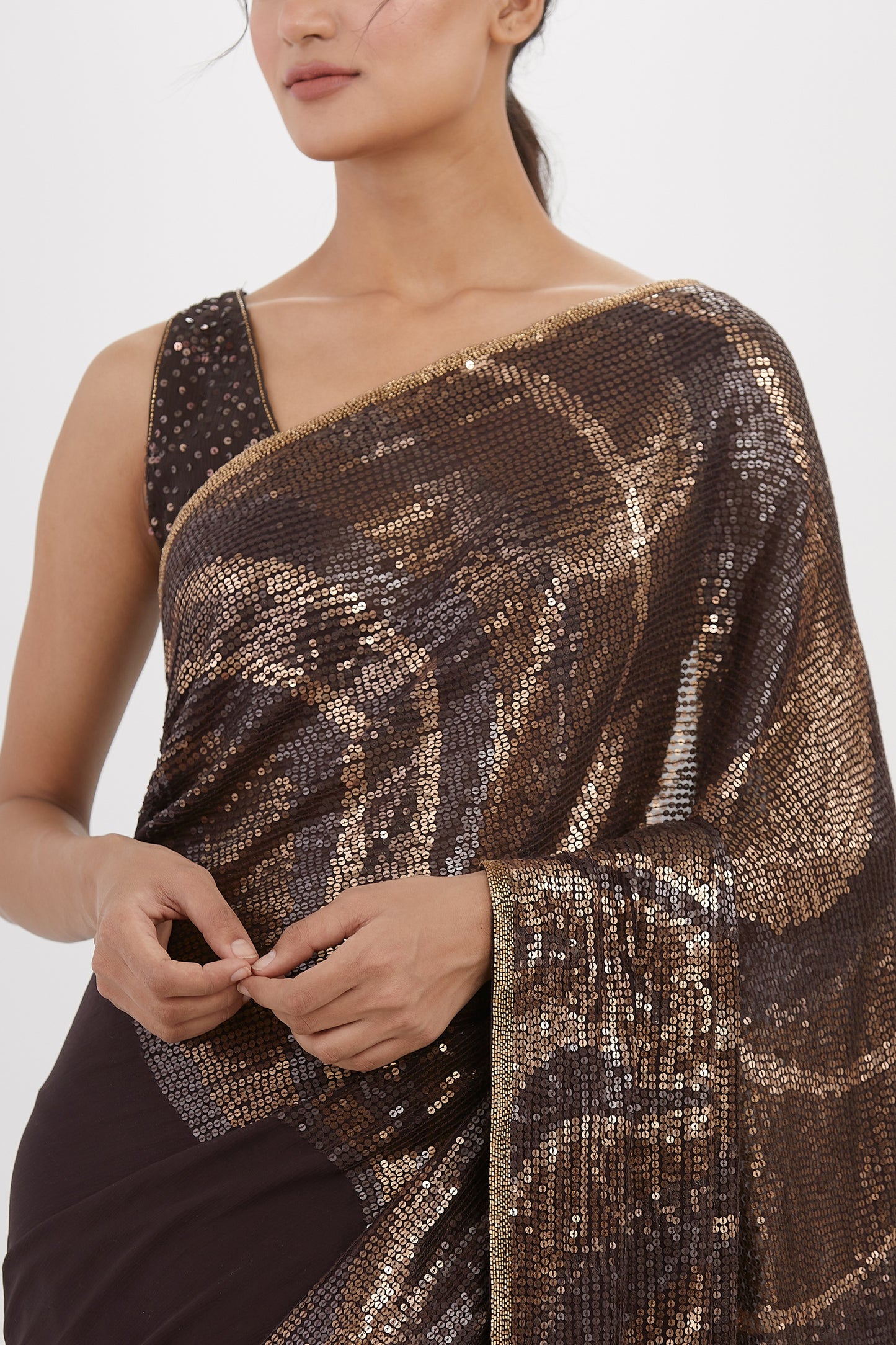 Sari Set in Metallic Sequin Embroidery