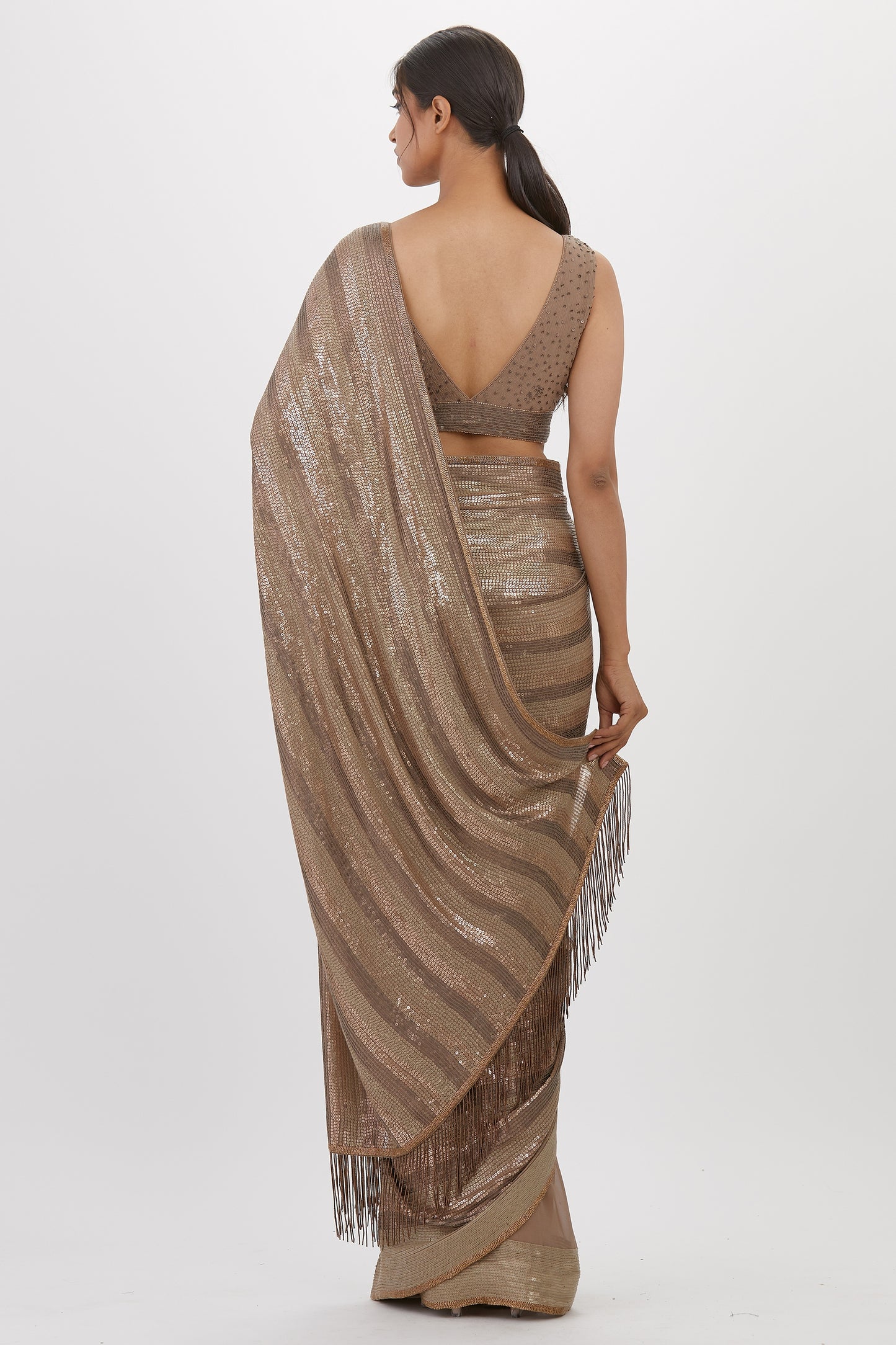 Sari Set in Metallic Sequin Embroidery