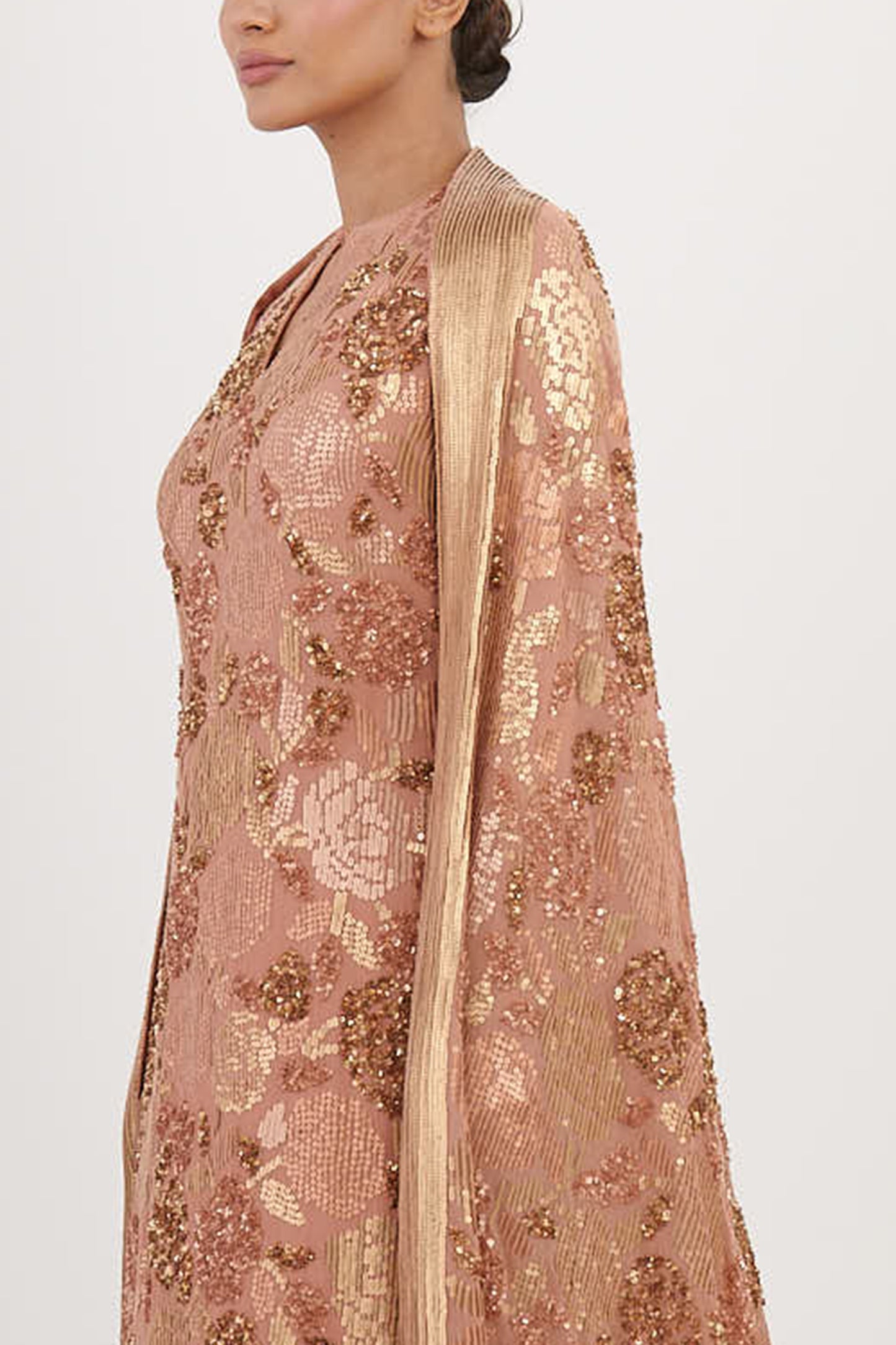 Kurta Set in Signature Rose Sequin Embroidery