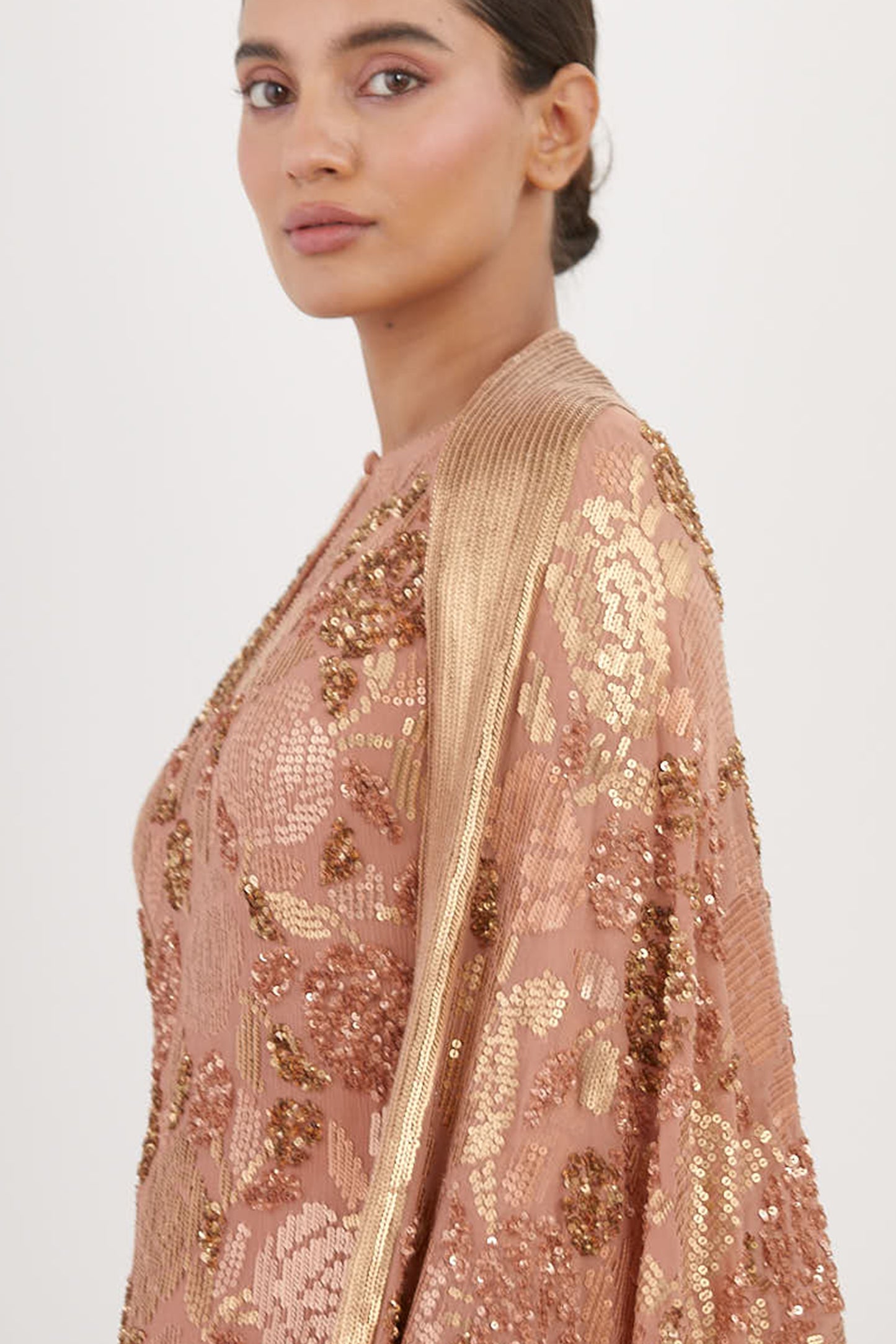 Kurta Set in Signature Rose Sequin Embroidery