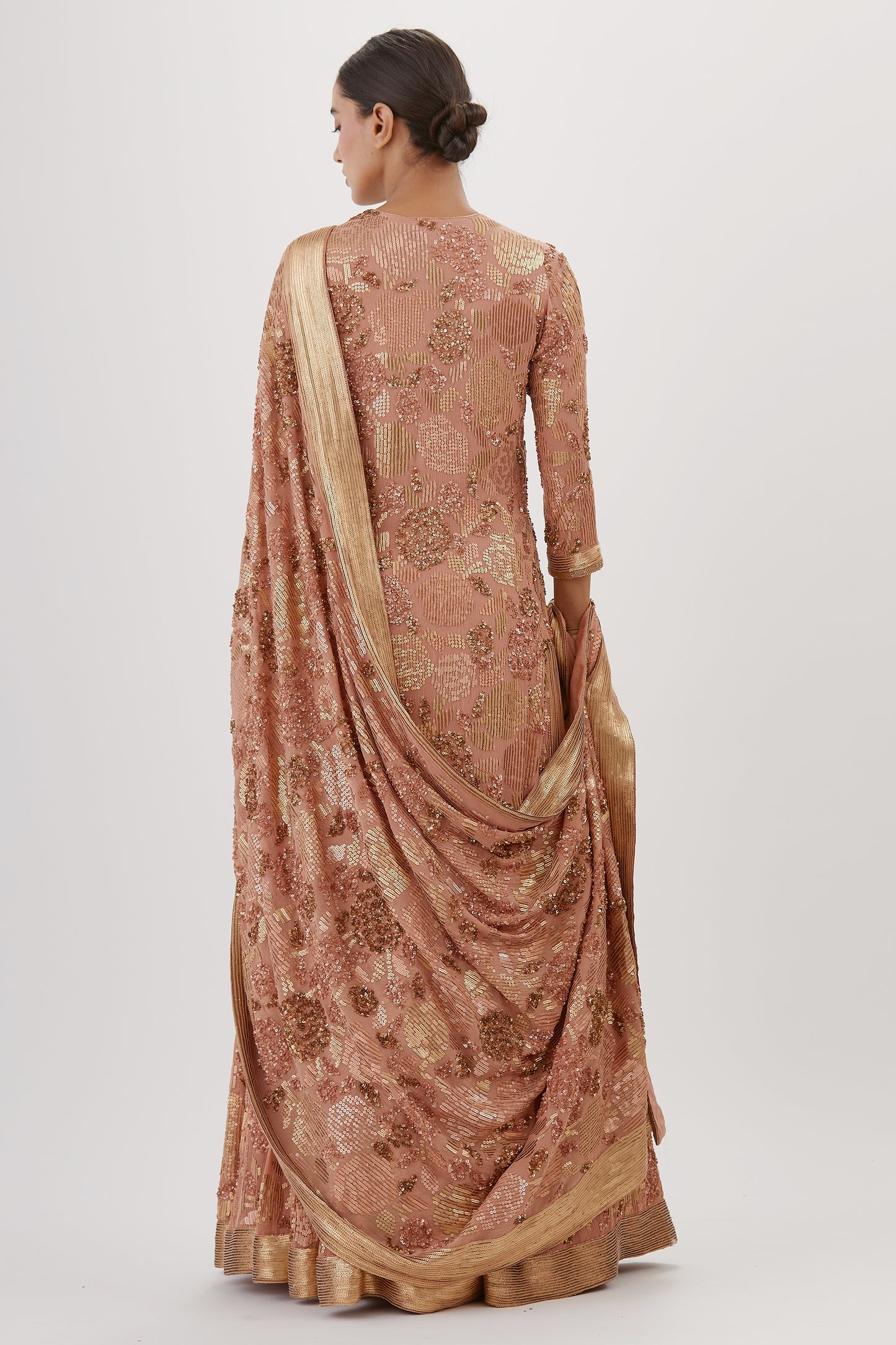 Kurta Set in Signature Rose Sequin Embroidery
