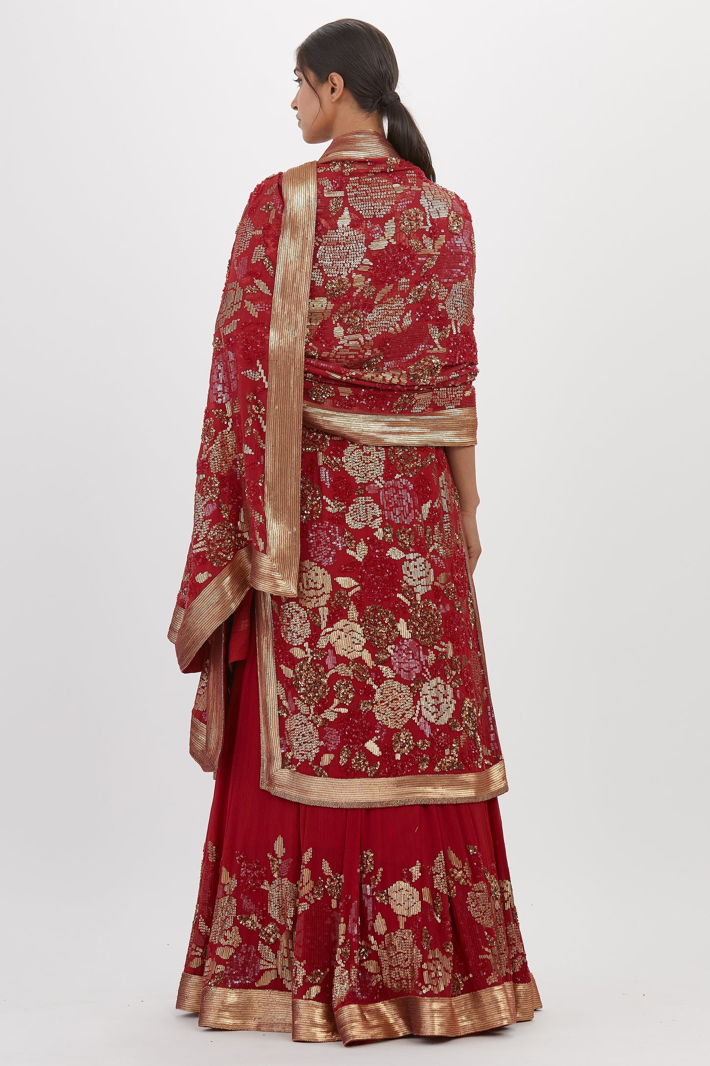 Kurta Set in Signature Rose Sequin Embroidery