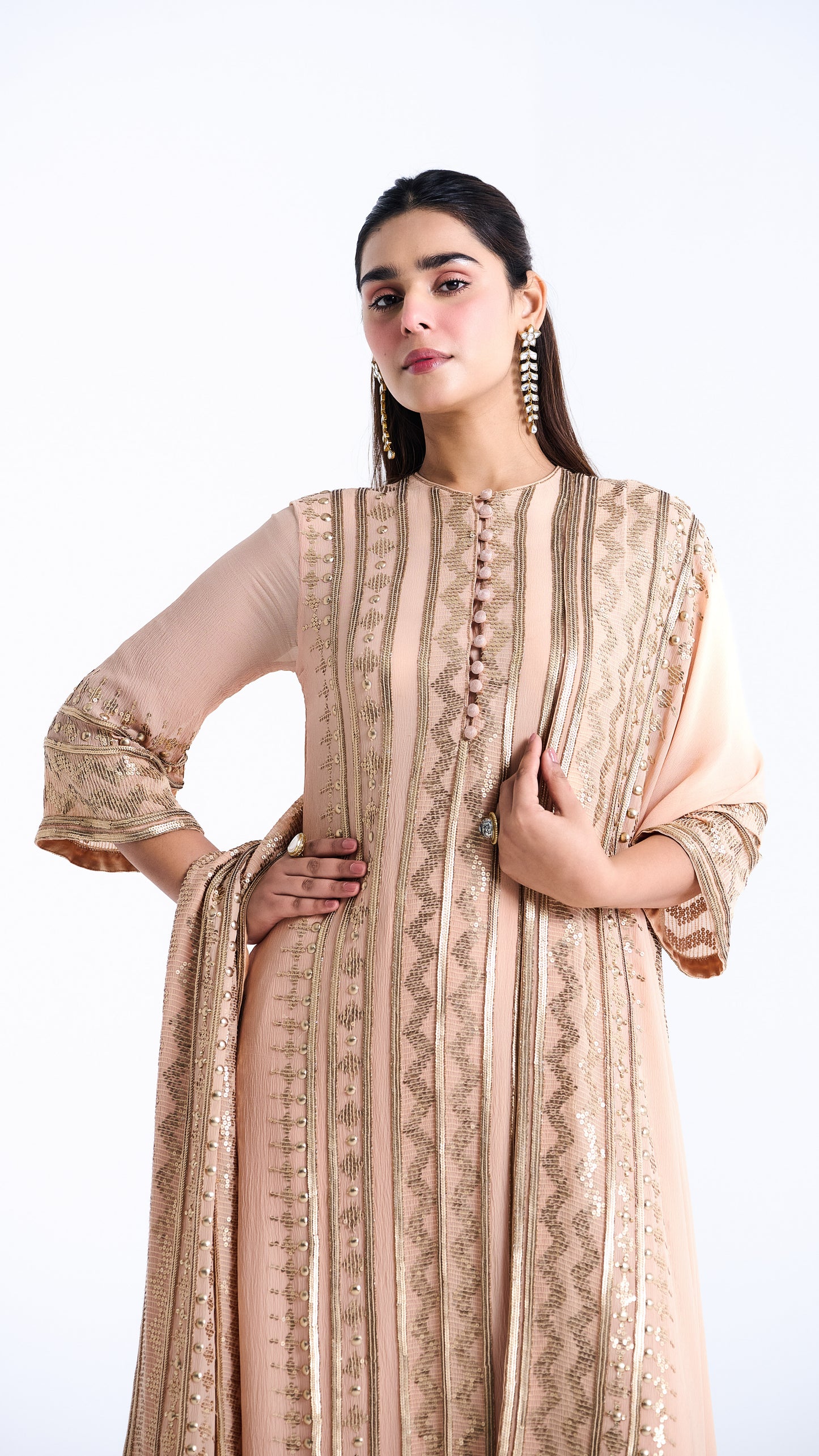 Kurta Set in Sequin embroidery in Diya Border Design