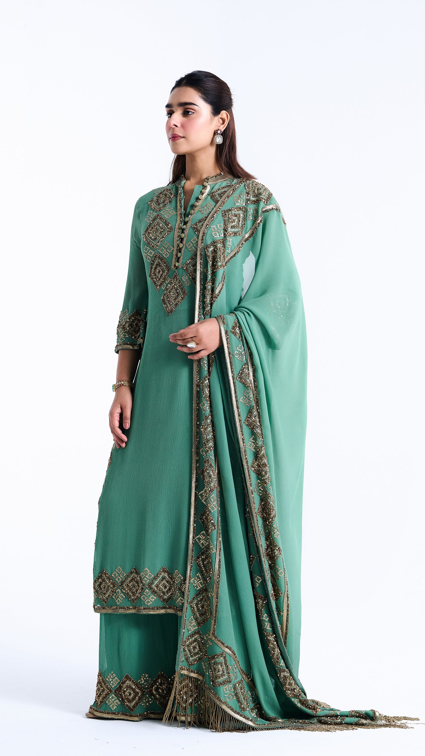 Kurta Set in Geometric Sequin Embroidery