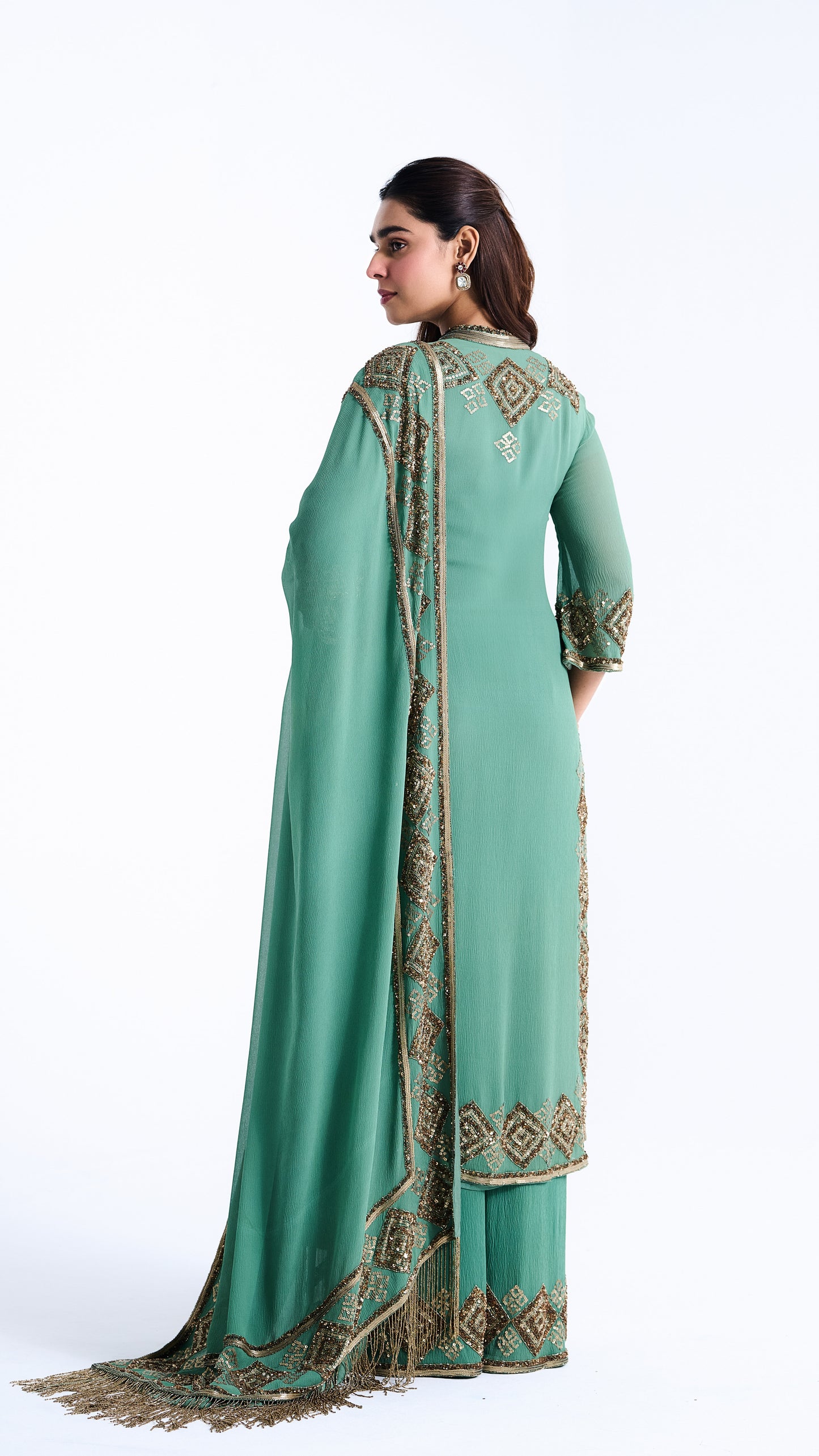 Kurta Set in Geometric Sequin Embroidery