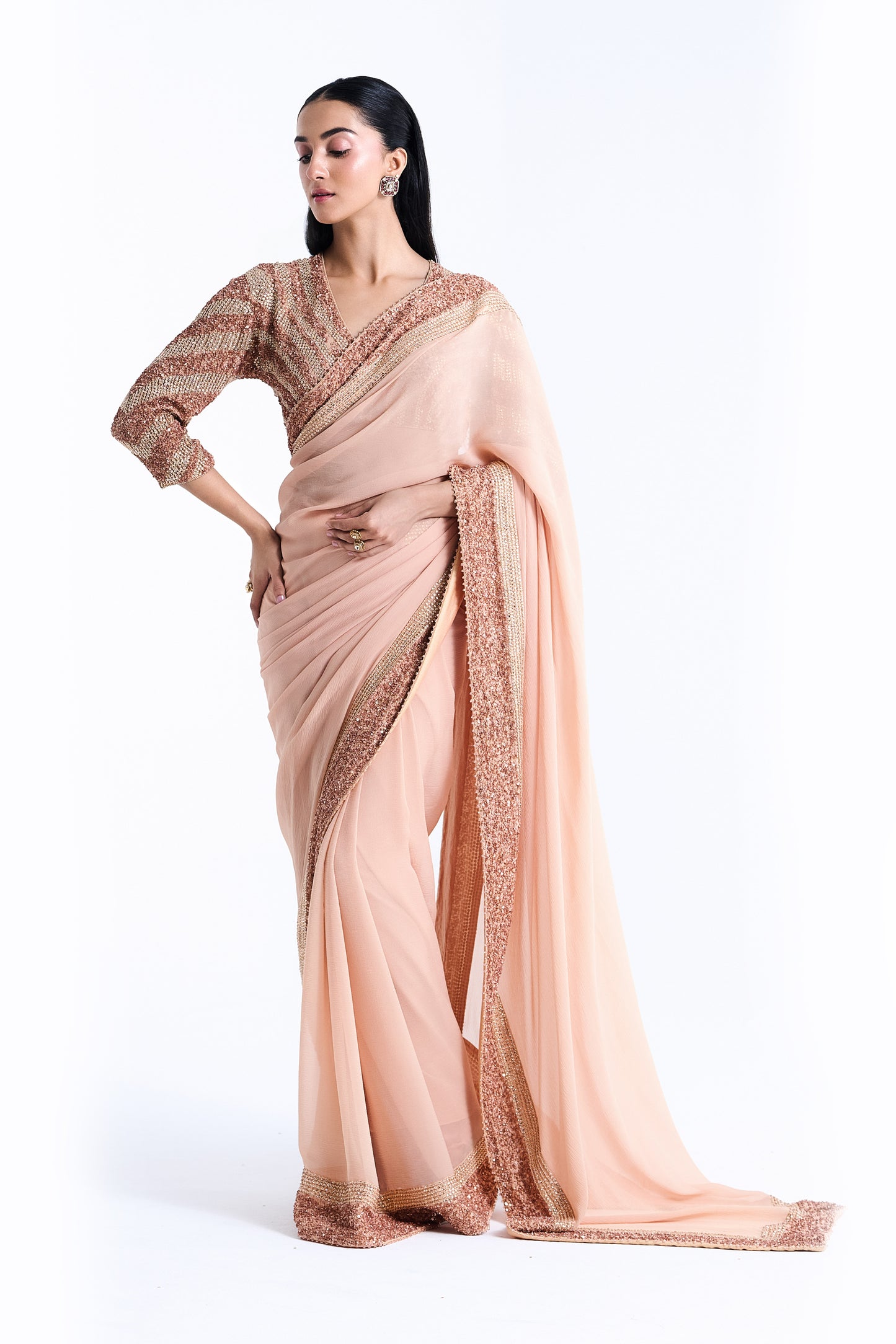 Sari Set in Sequin and Stone