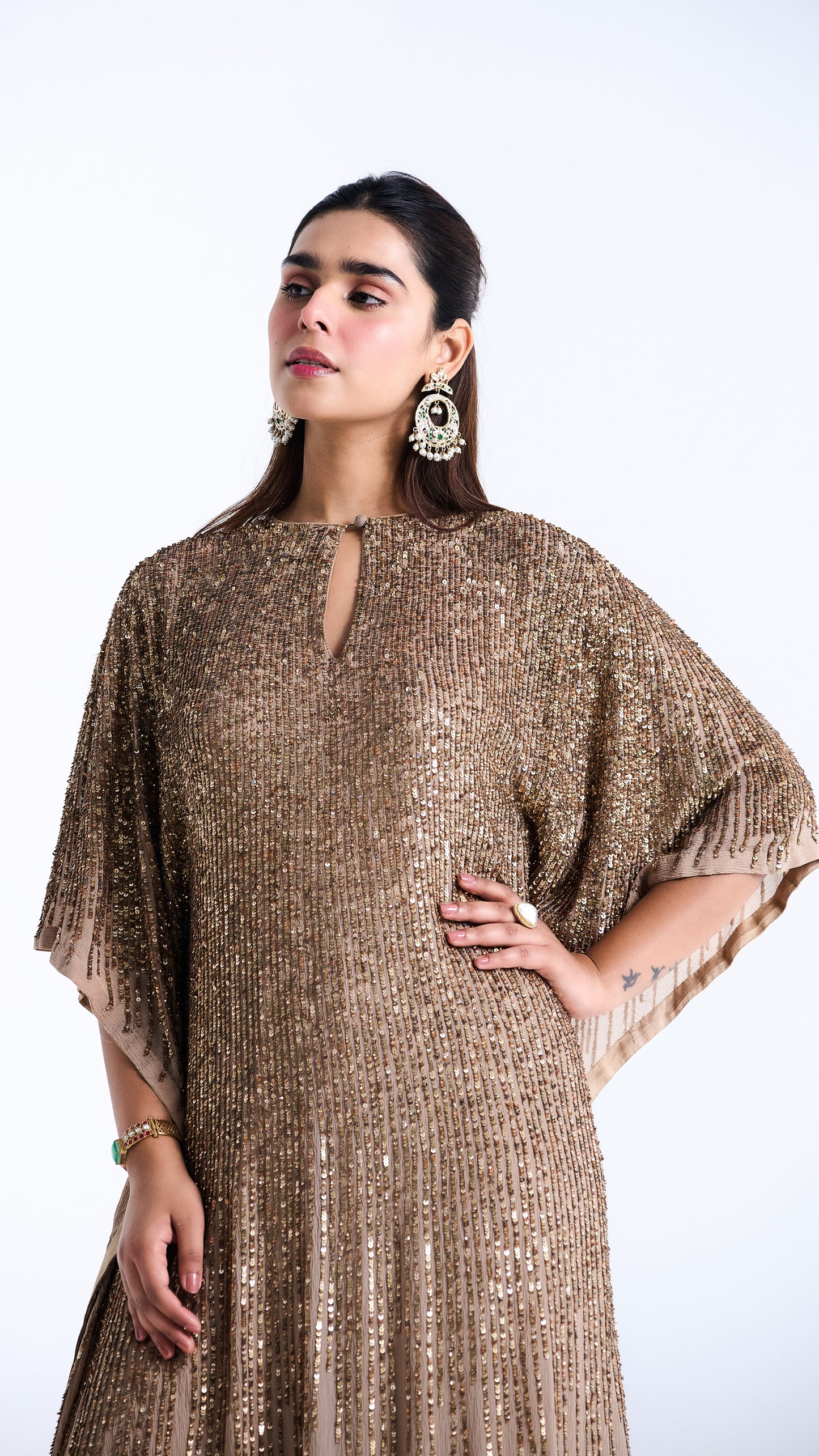 Kaftan Set in Sequin Embroidery