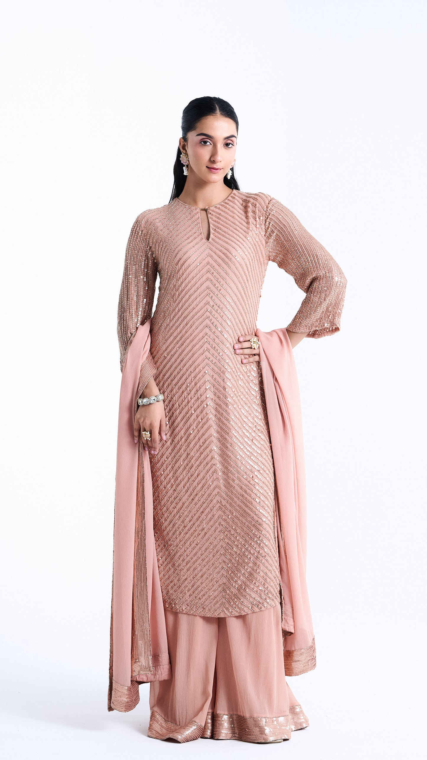 Kurta Set in Tonal Sequin Embroidery