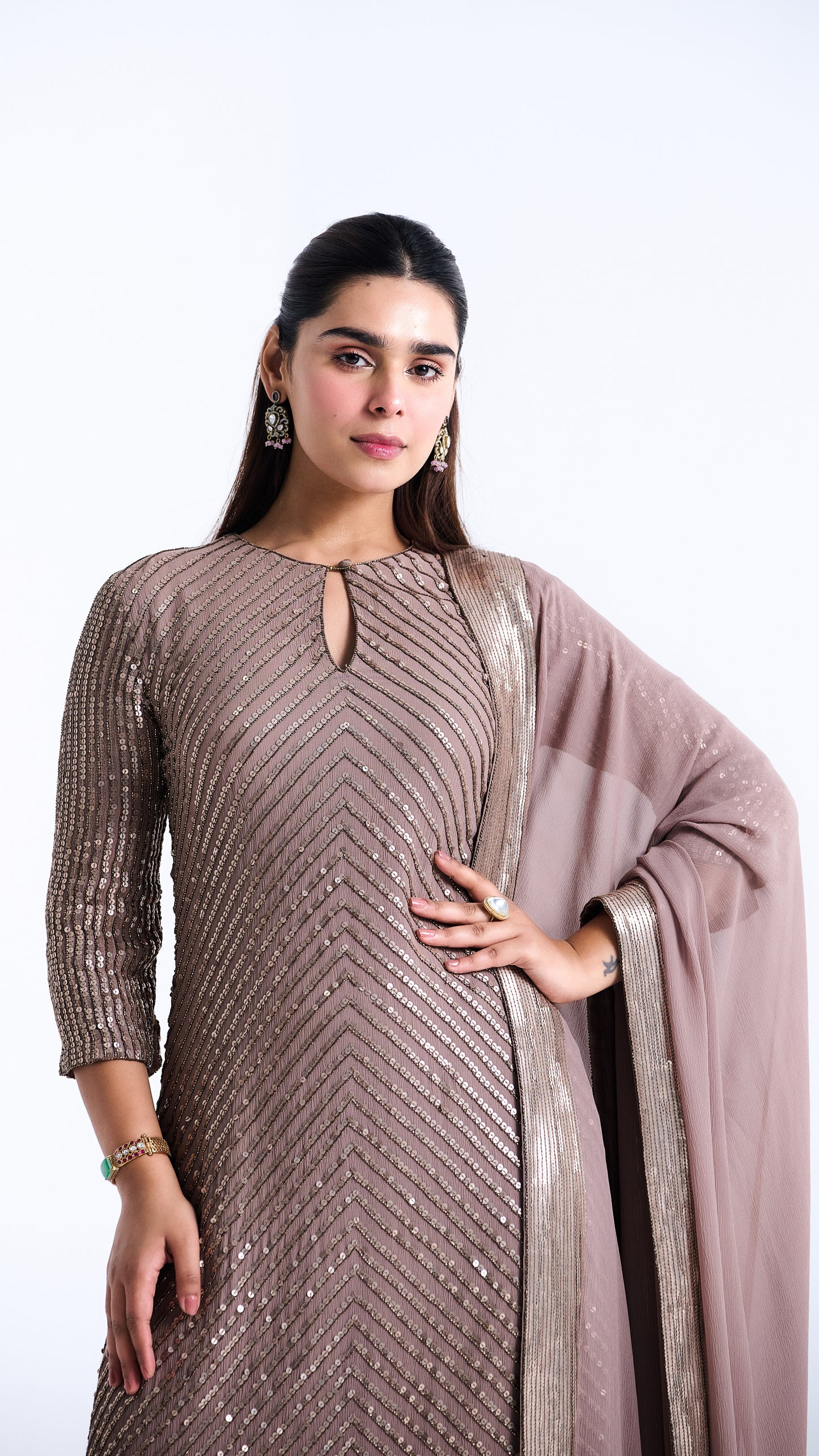 Kurta Set in Tonal Sequin Embroidery