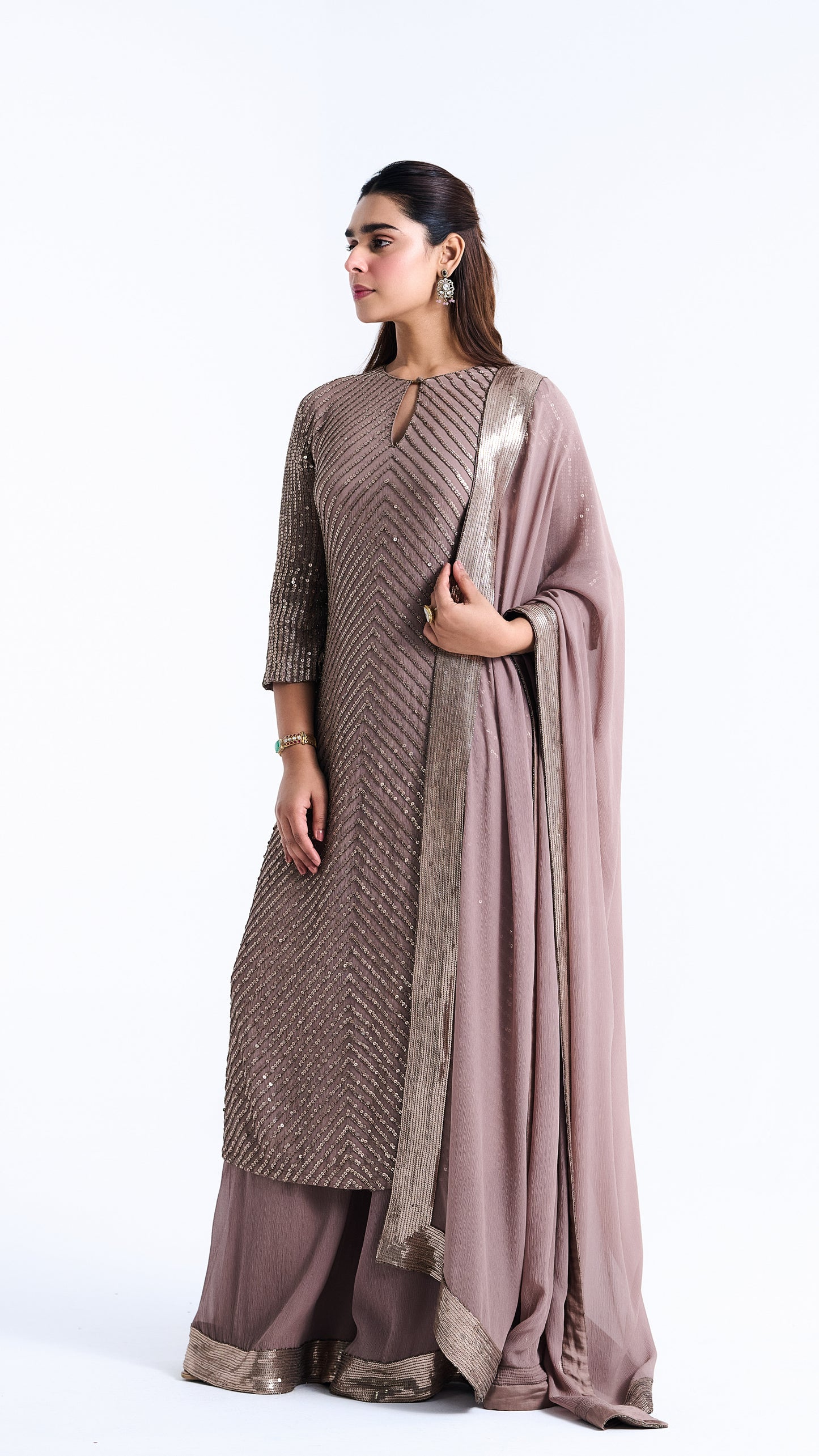 Kurta Set in Tonal Sequin Embroidery