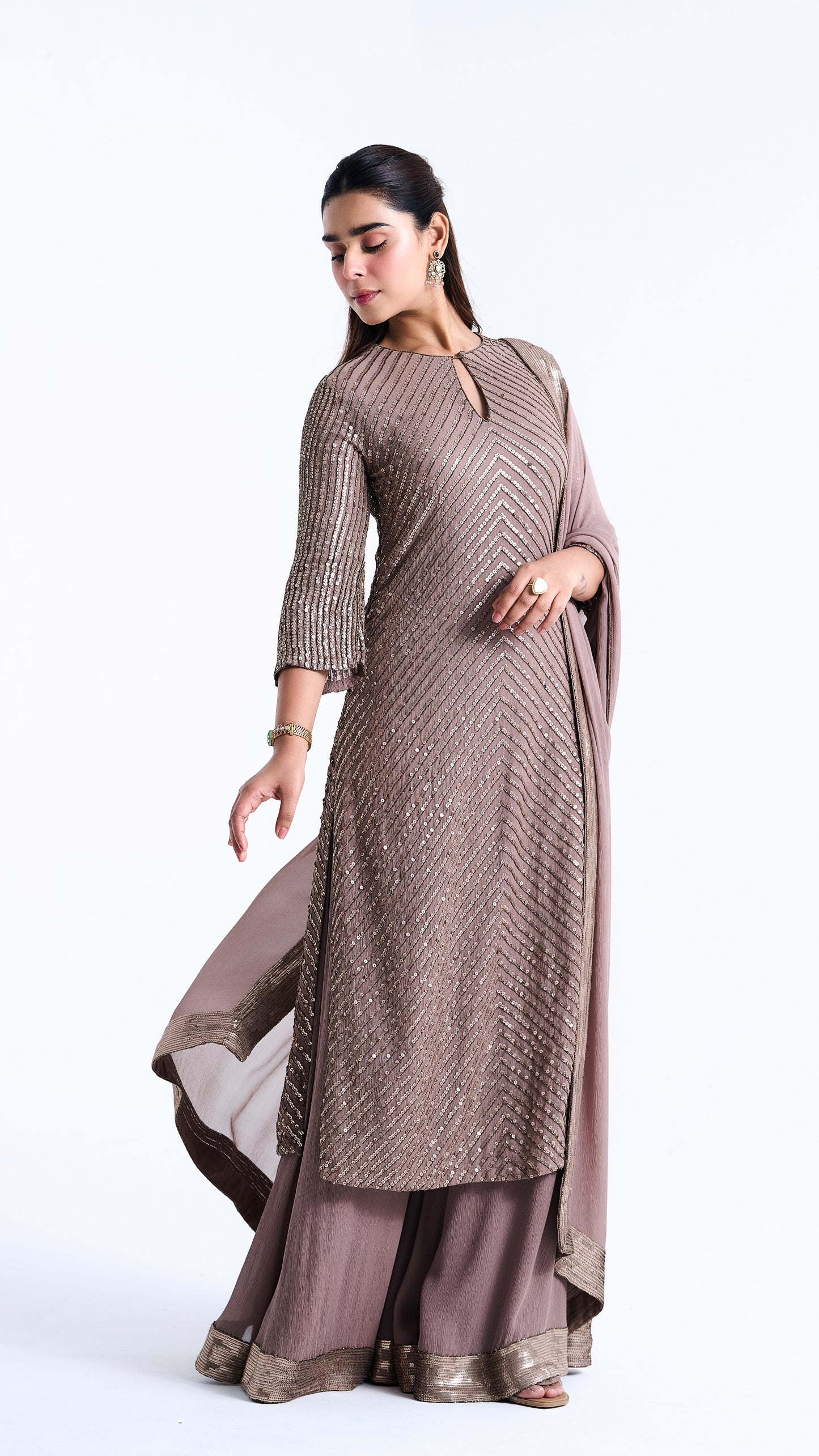 Kurta Set in Tonal Sequin Embroidery