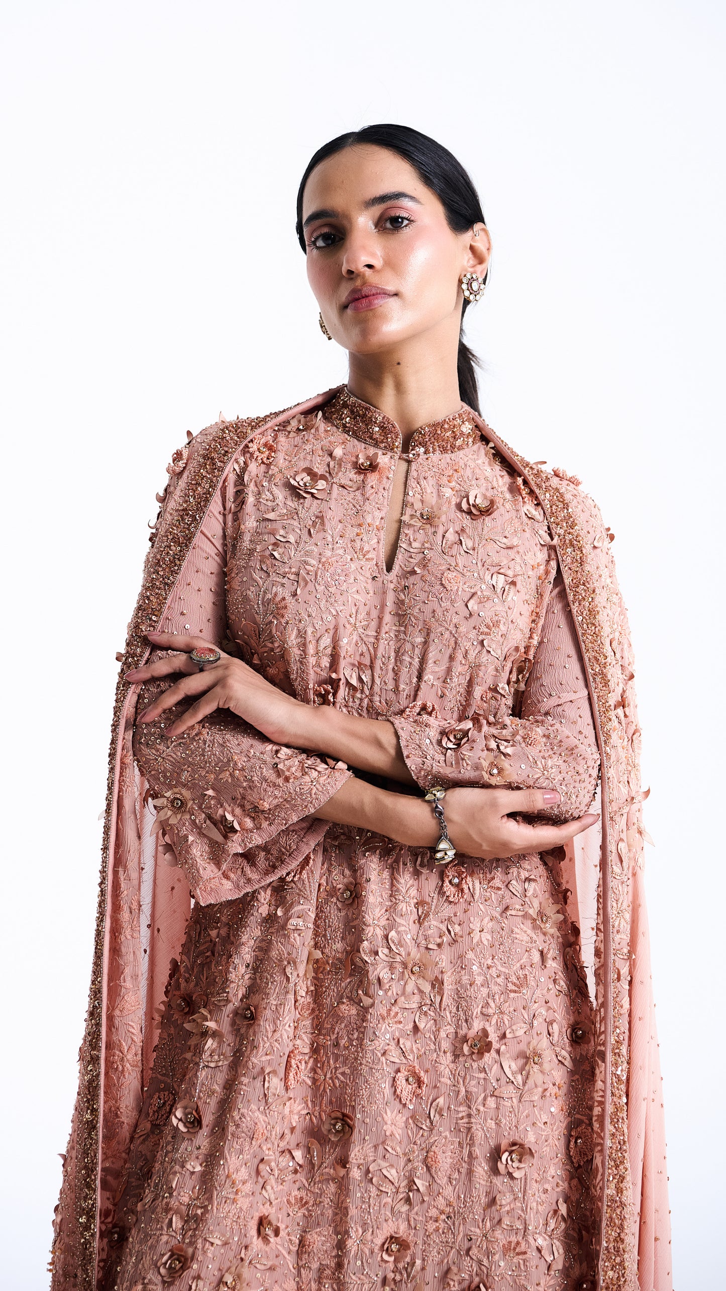 Kurta Set in 3d Floral and sequin Embroidery
