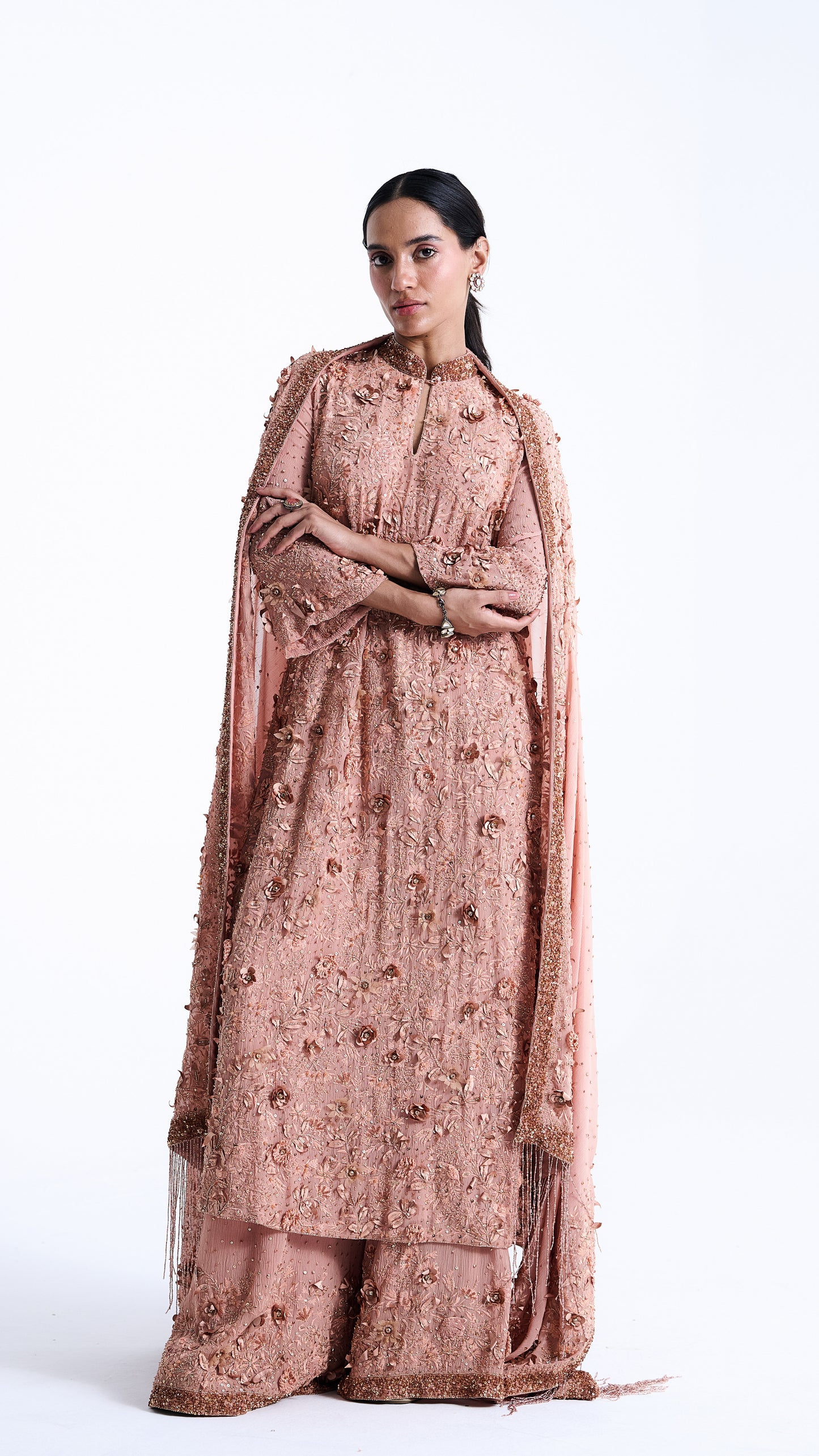 Kurta Set in 3d Floral and sequin Embroidery