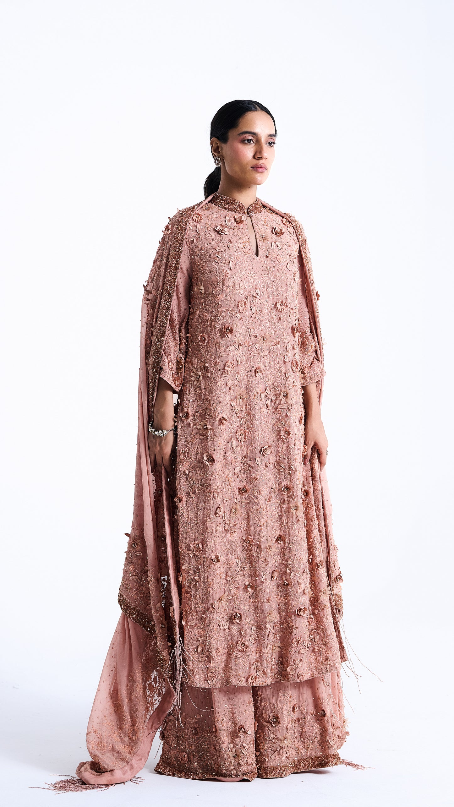 Kurta Set in 3d Floral and sequin Embroidery