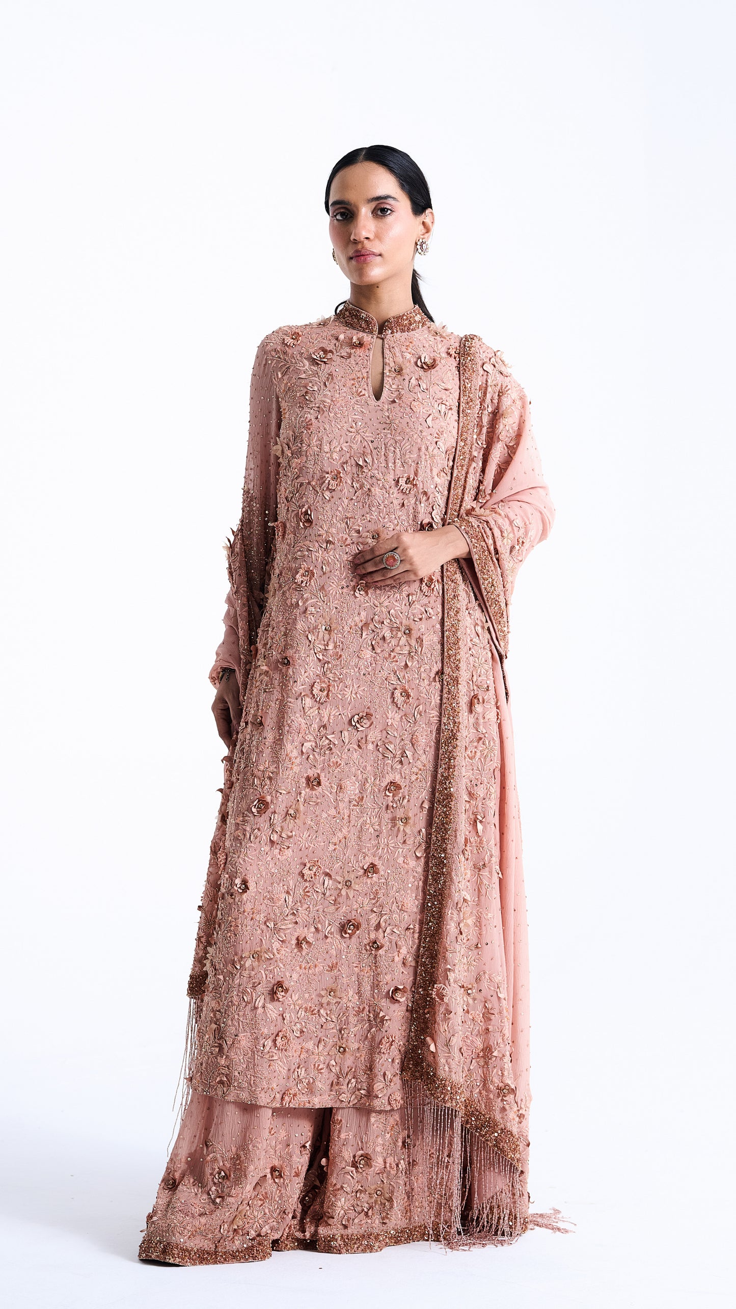 Kurta Set in 3d Floral and sequin Embroidery