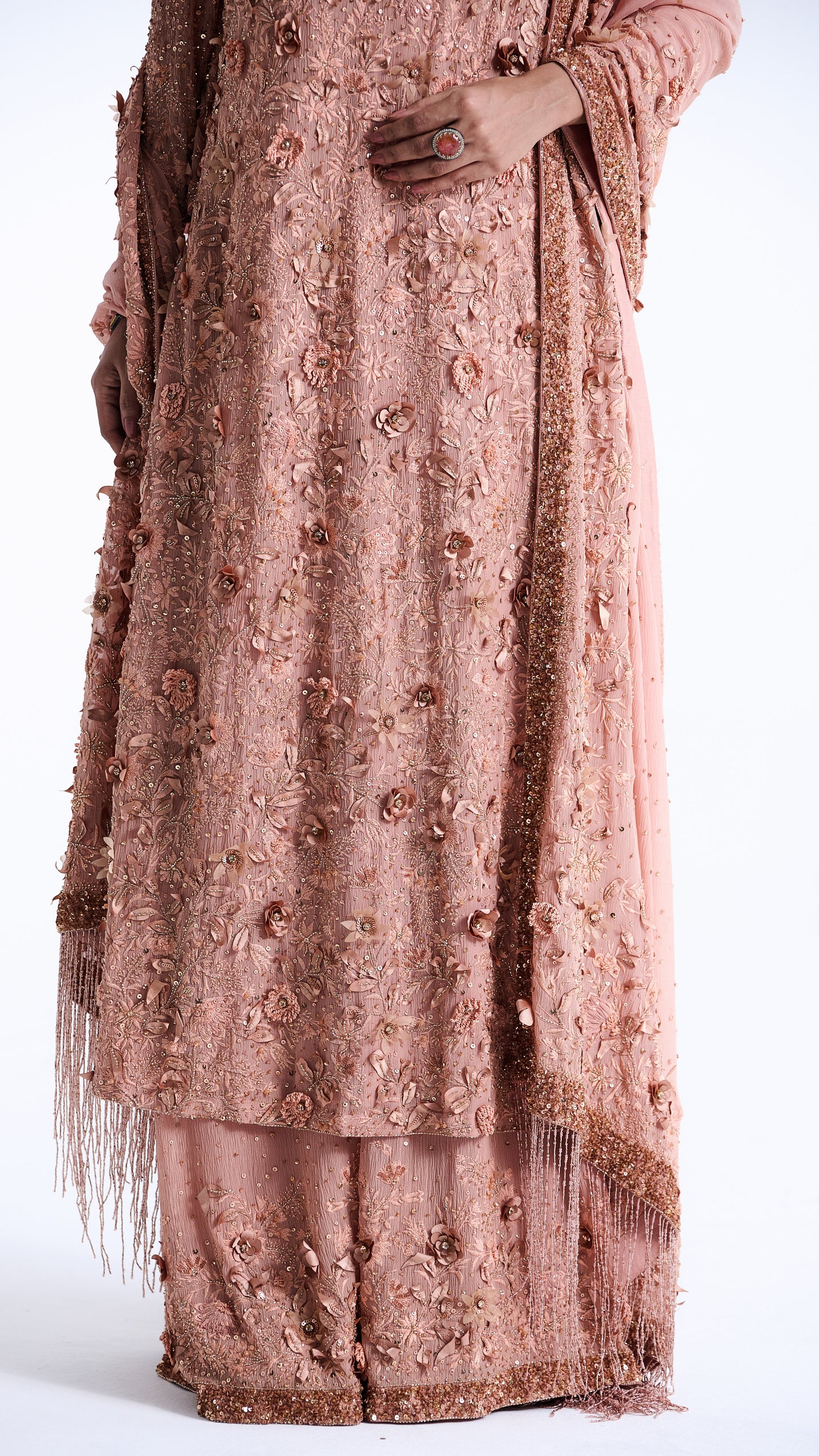 Kurta Set in 3d Floral and sequin Embroidery