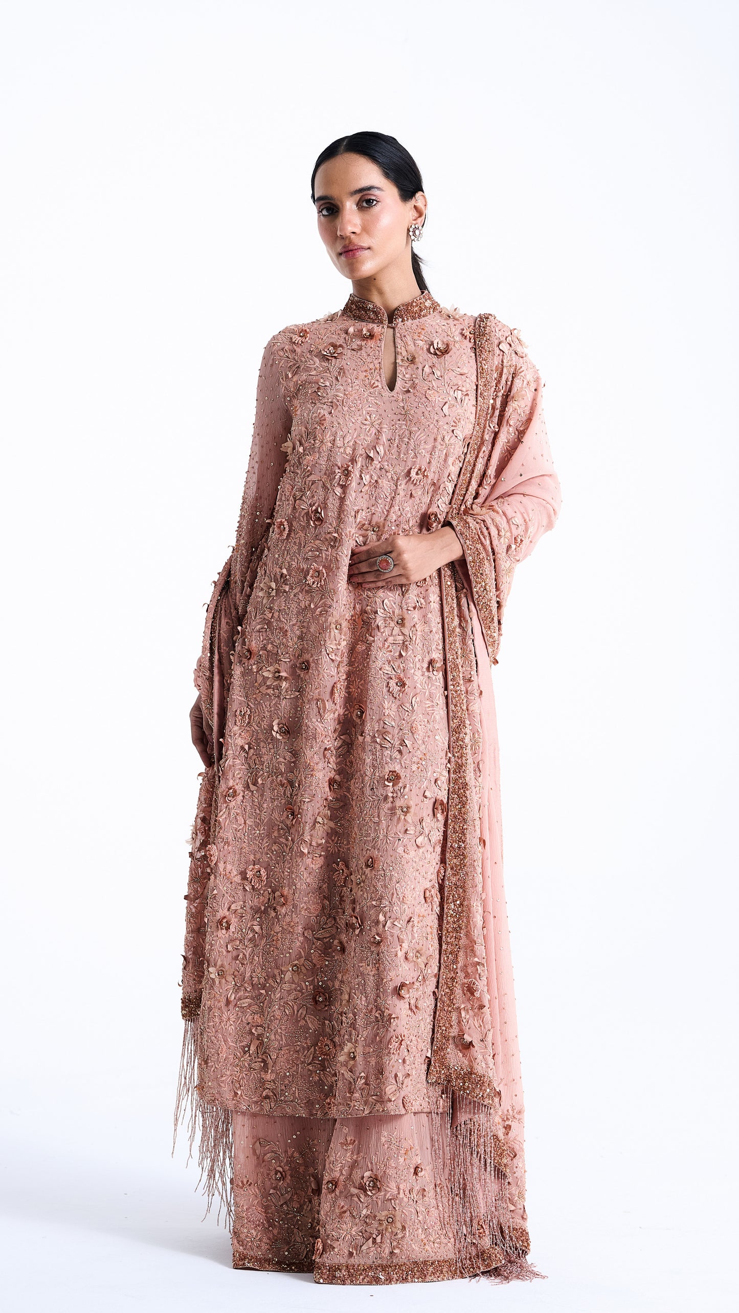 Kurta Set in 3d Floral and sequin Embroidery