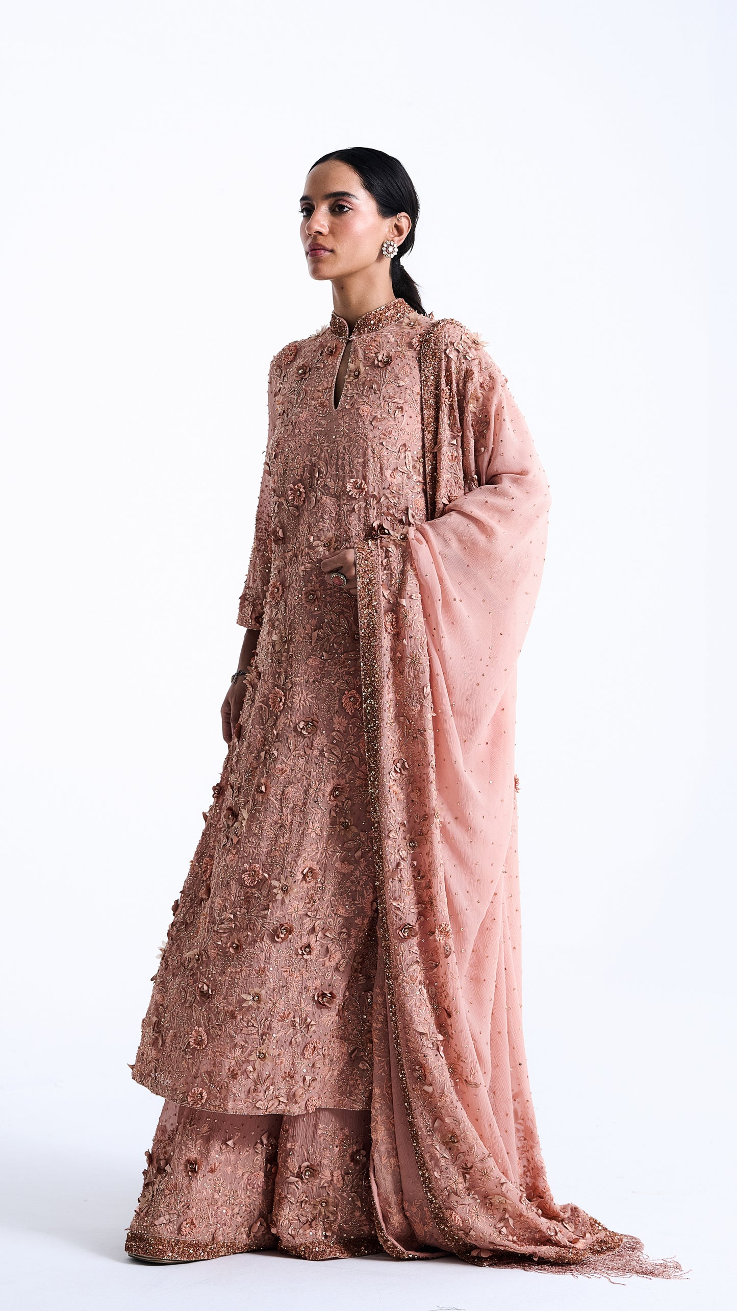 Kurta Set in 3d Floral and sequin Embroidery