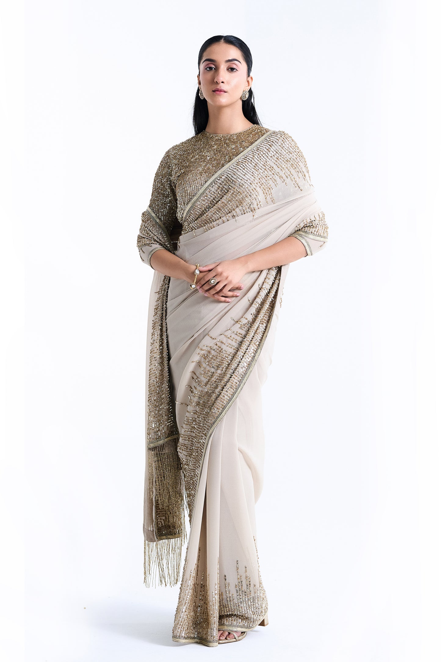 Sari Set in Up Down Sequin Embroidery
